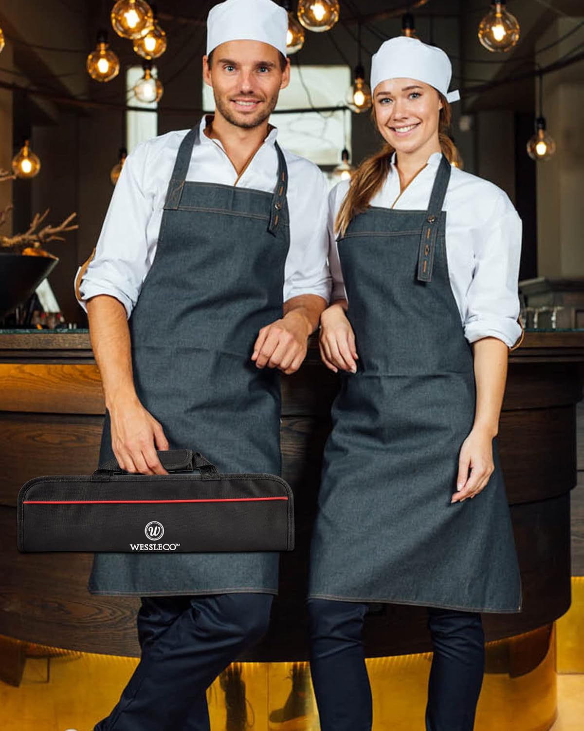 Kochmessertasche für 5 Messer, Rot