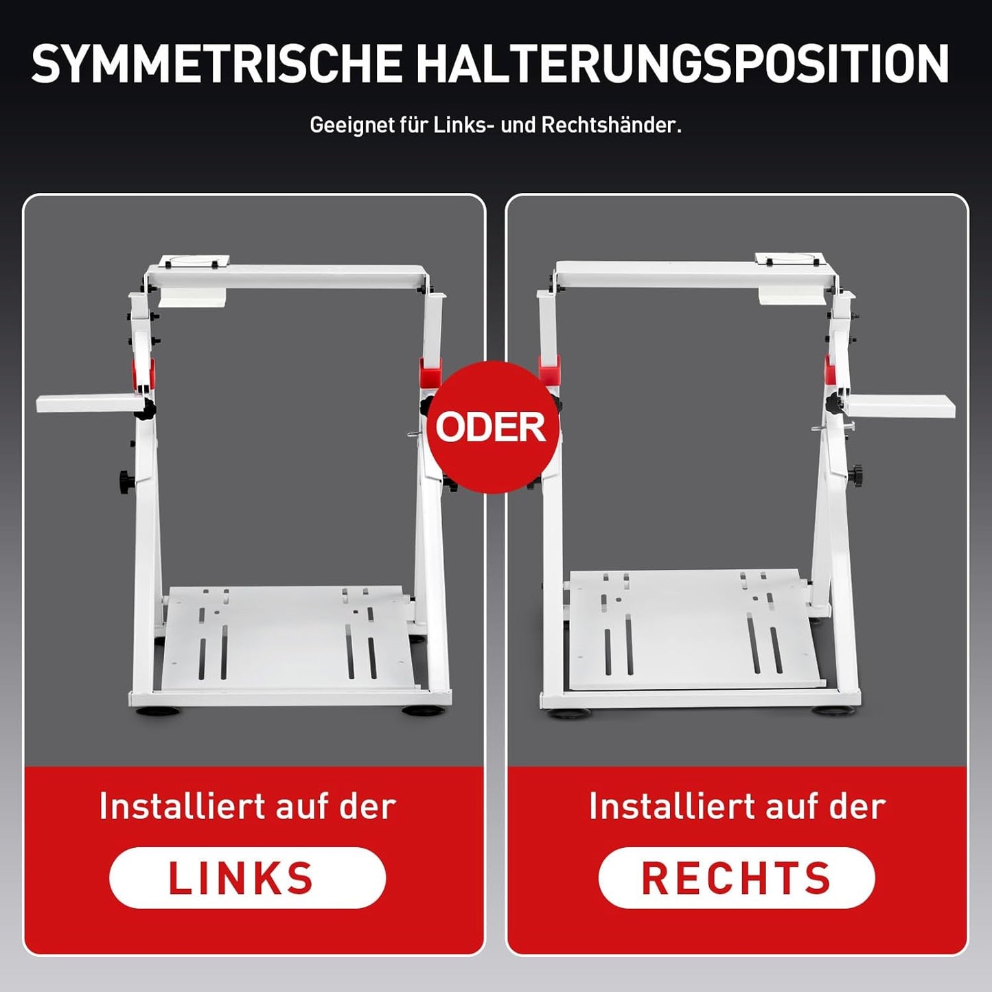 Lenkradständer mit Schalthebelhalterung für Gaming, Weiss