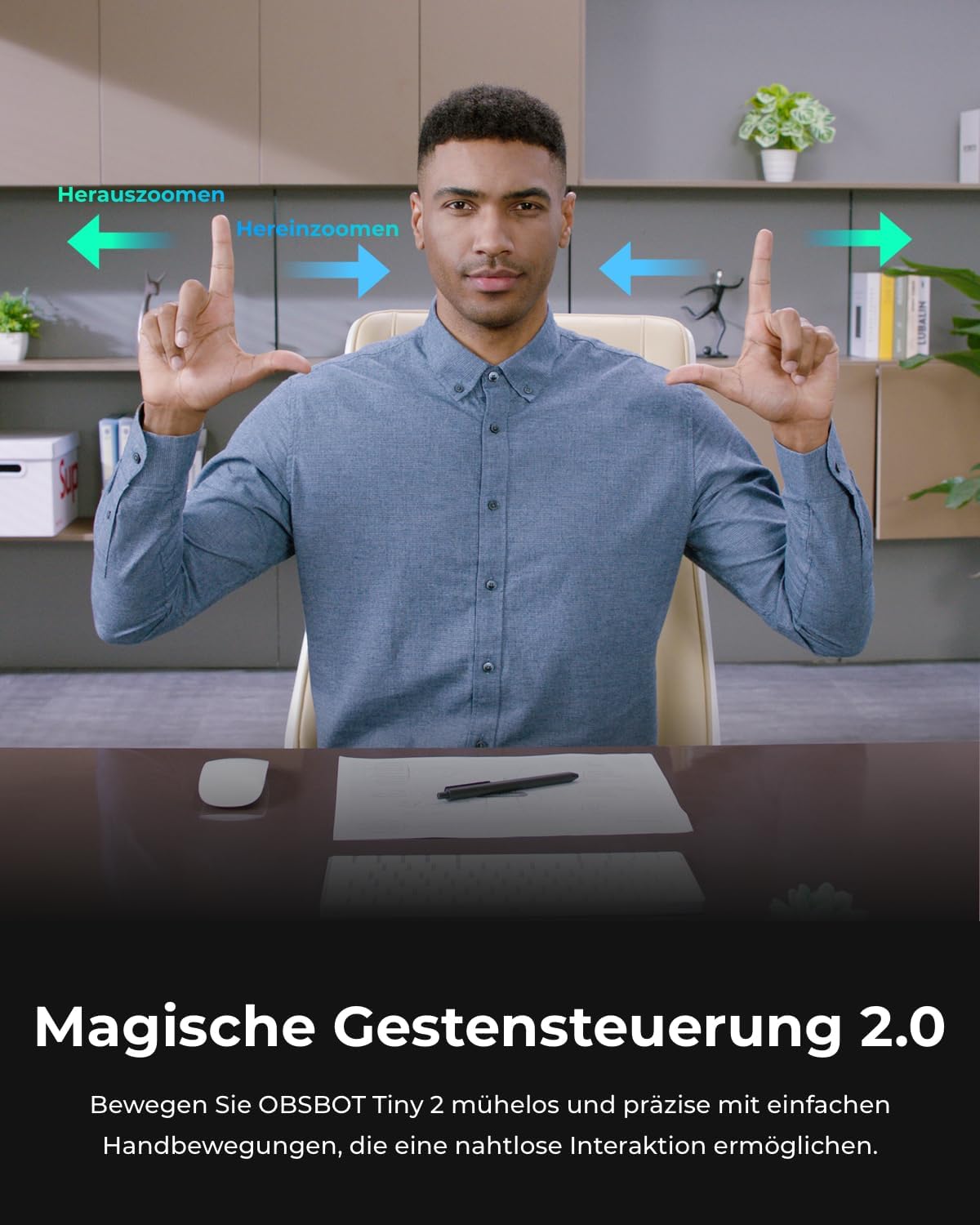 PTZ 4K Webcam mit KI-Tracking und Sprachsteuerung