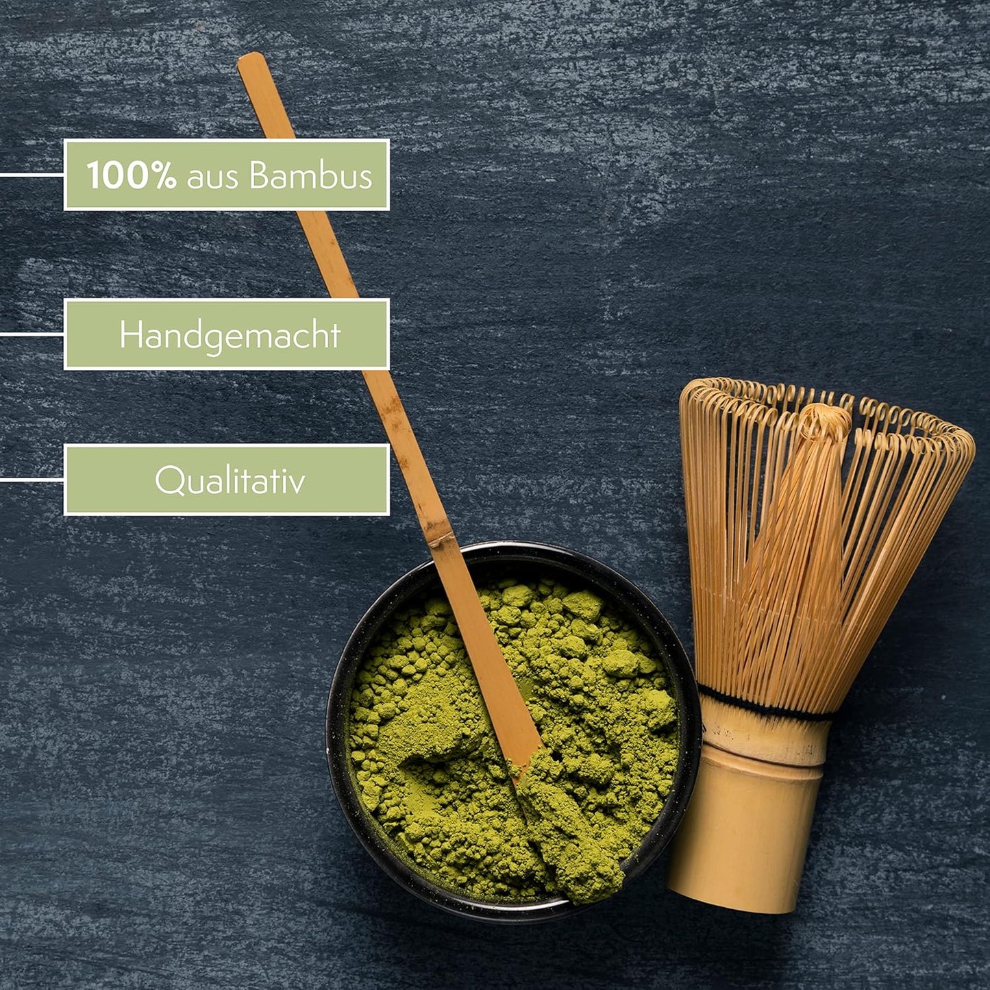 Matcha Bambusbesen und Löffel Set, Besen + Löffel