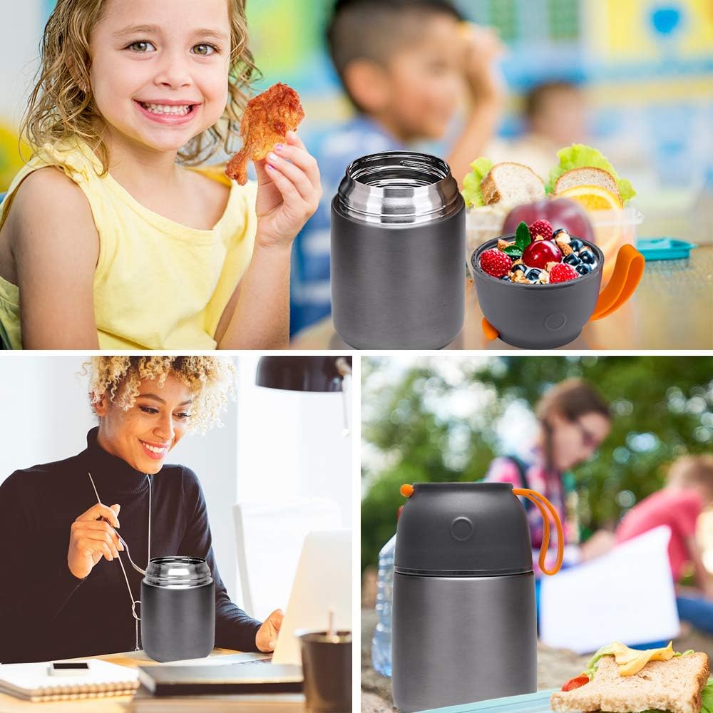 Thermobehälter für Essen, Grau 500 ml
