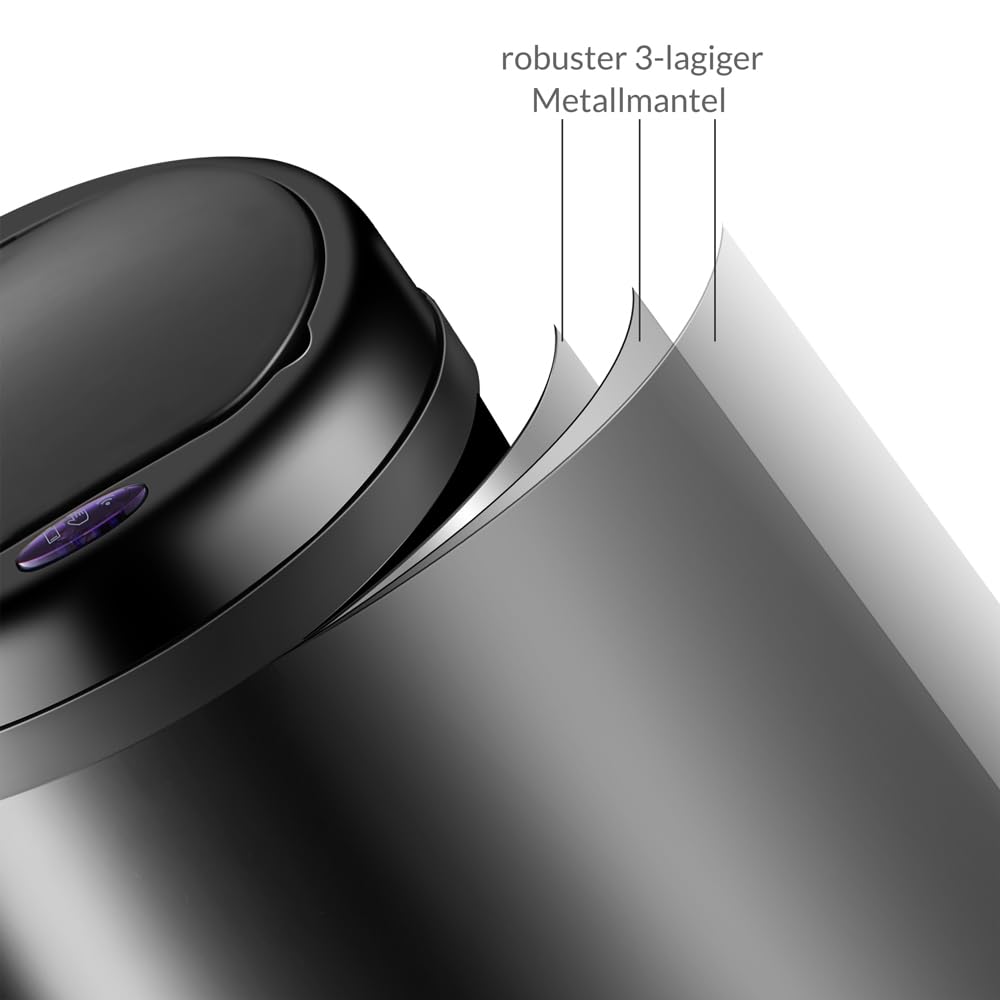 Mülleimer mit Sensor (50 L), 50L Schwarz