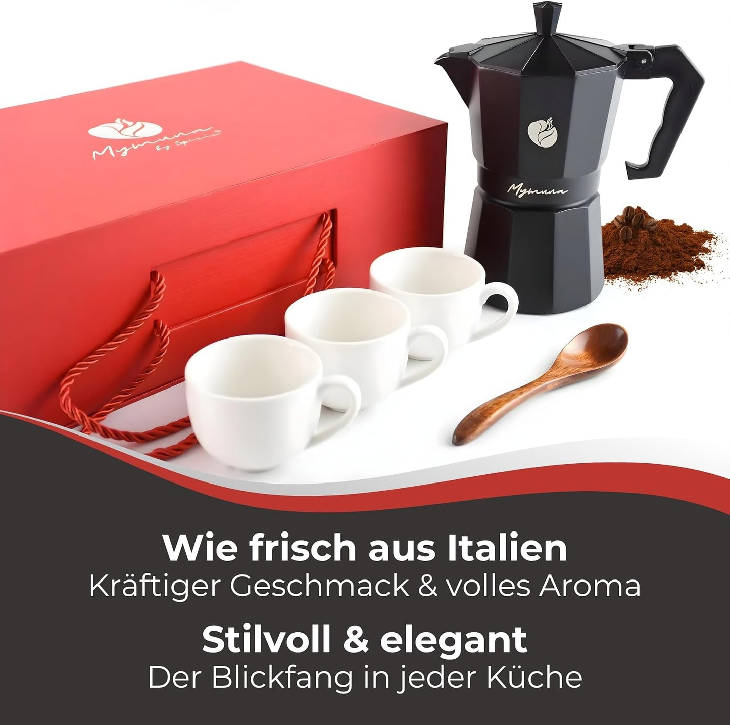 Espressokocher Set für 6 Tassen mit Zubehör