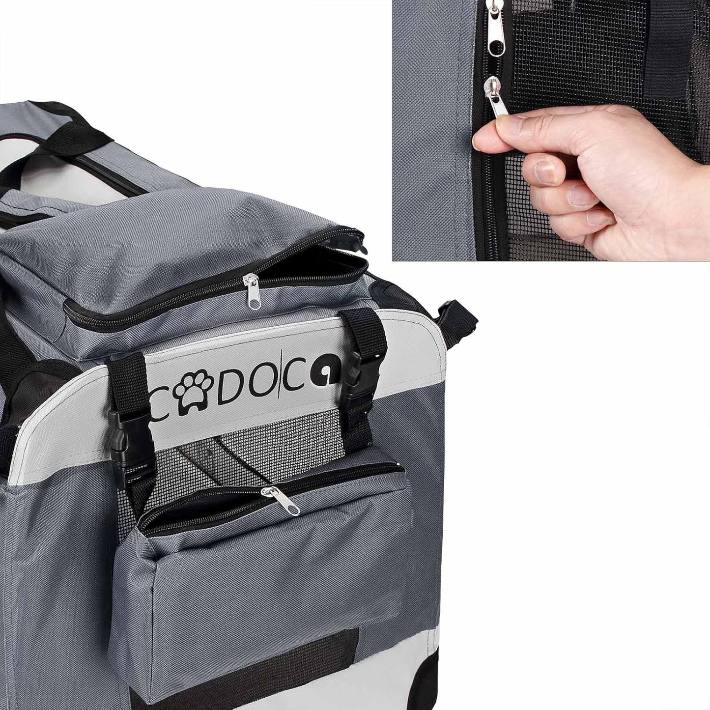 Hundetransportbox faltbar und atmungsaktiv XXL, L 90 x B 60 x H 66 cm Grau