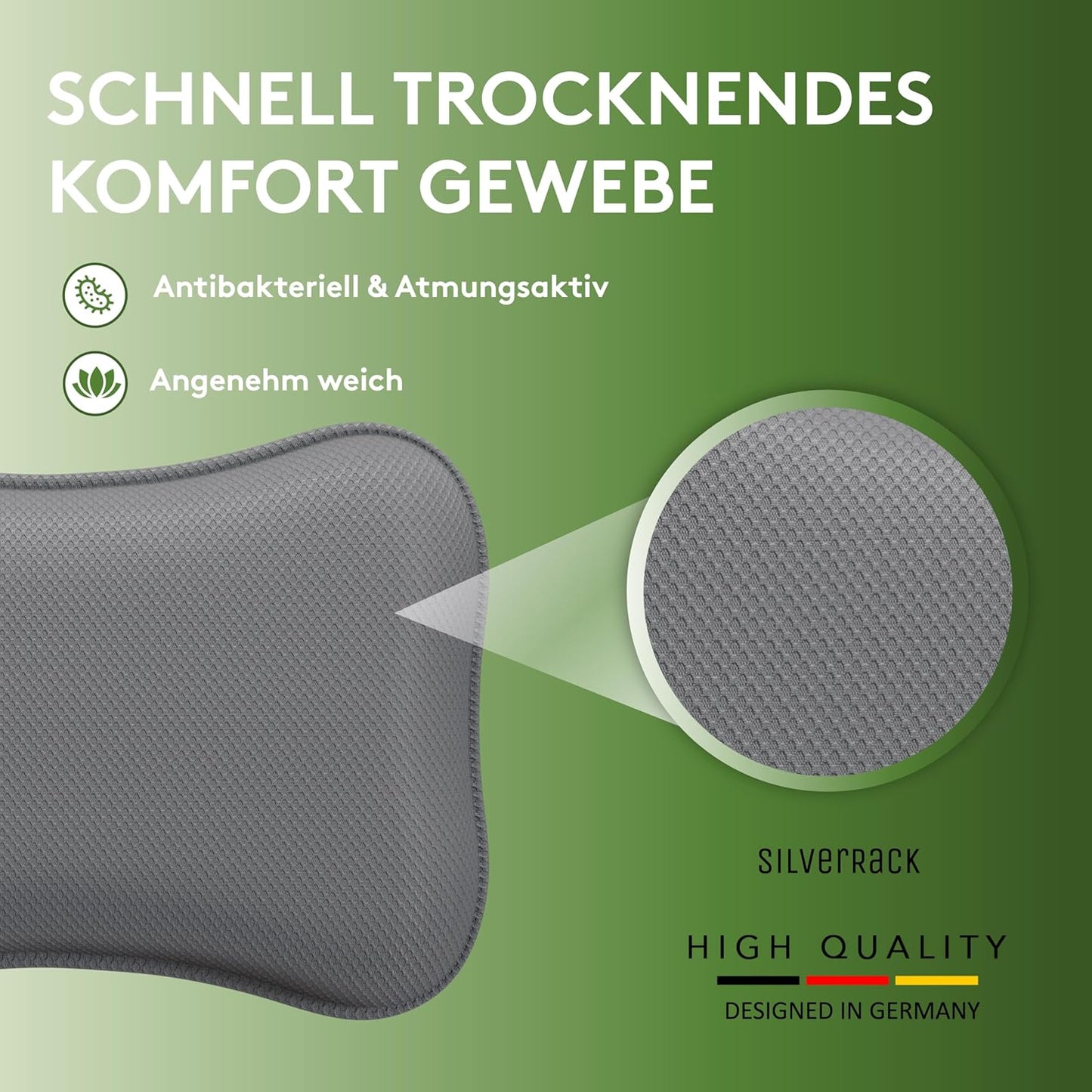 Badewannenkissen mit Saugnäpfen, 3D Grau Klein