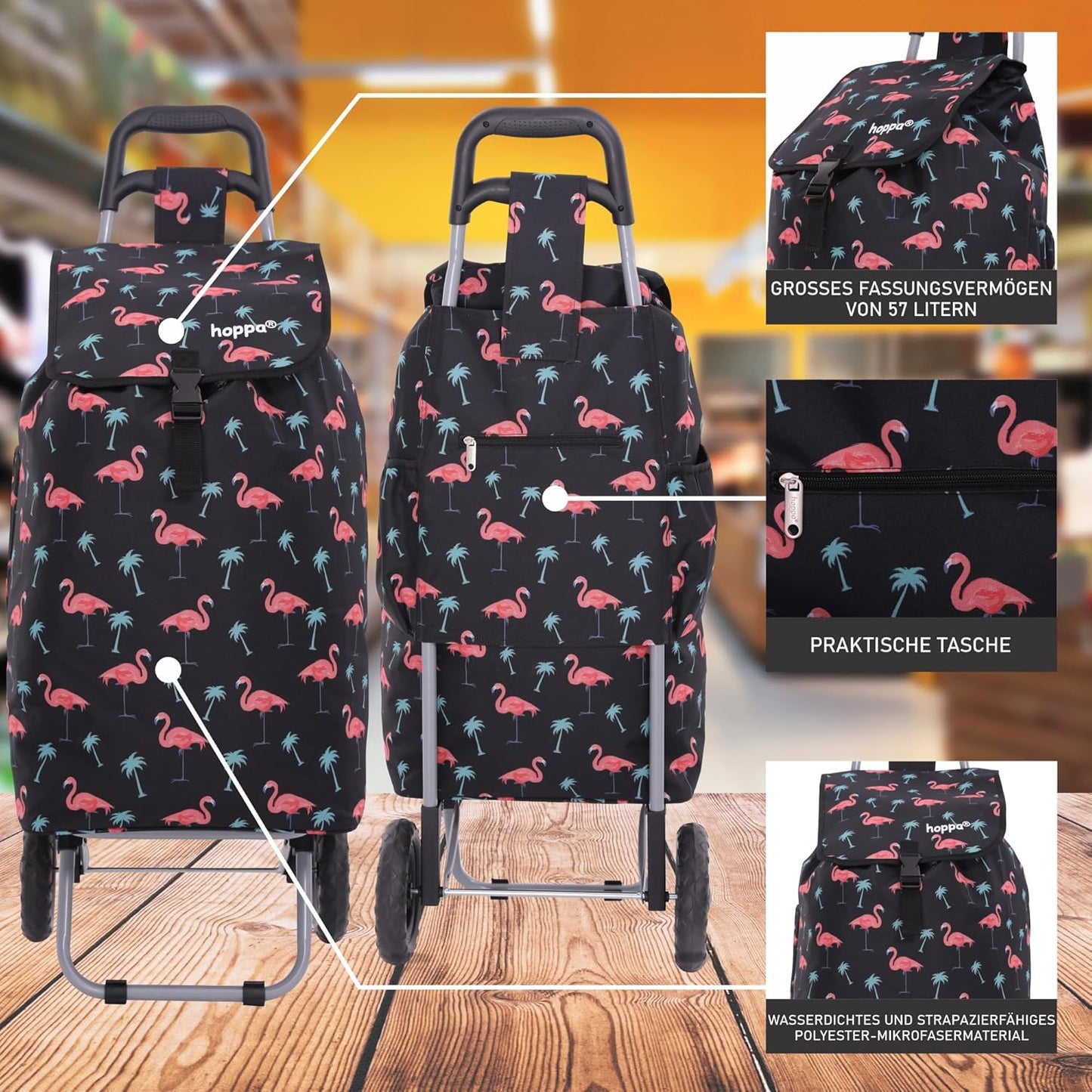 Einkaufstrolley, Schwarze Flamingos