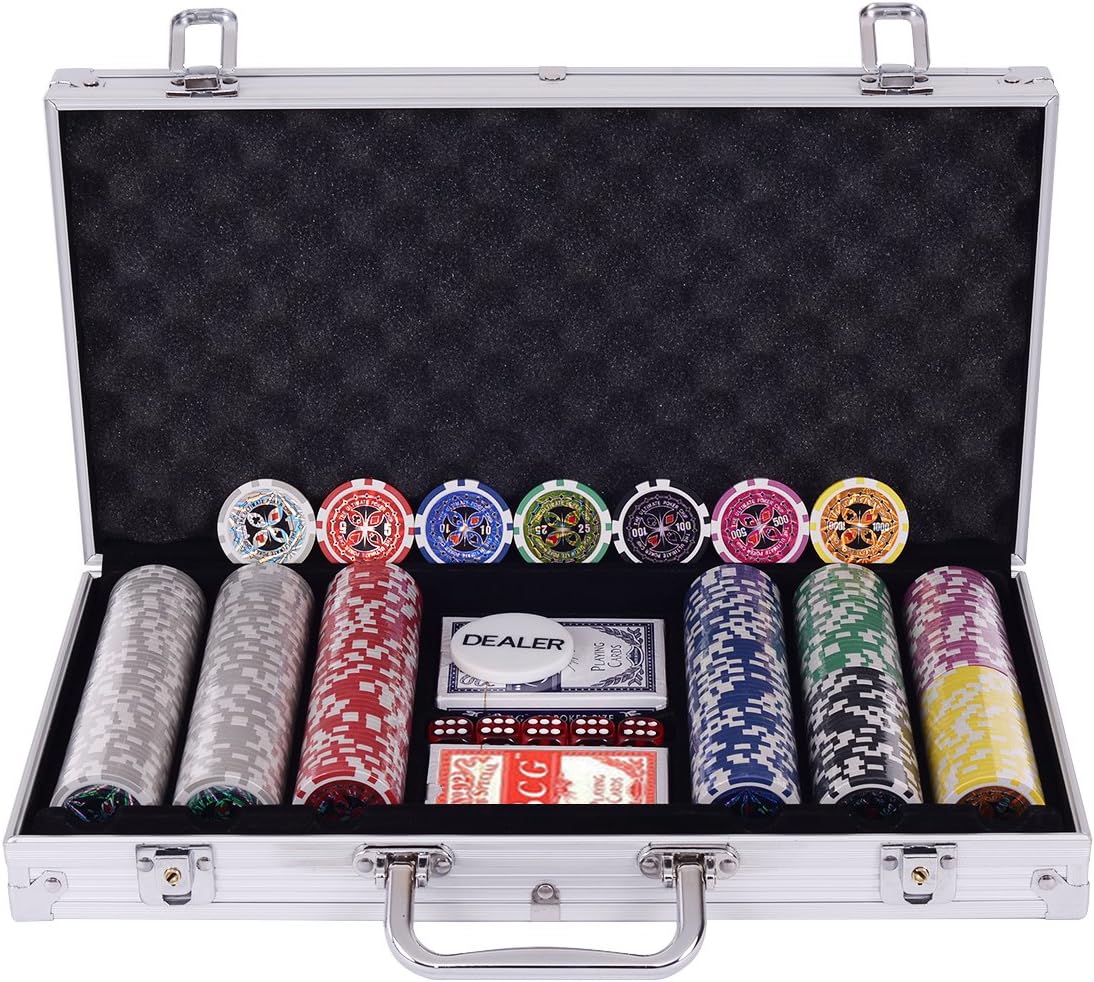 Pokerkoffer mit 300 Chips, Silber