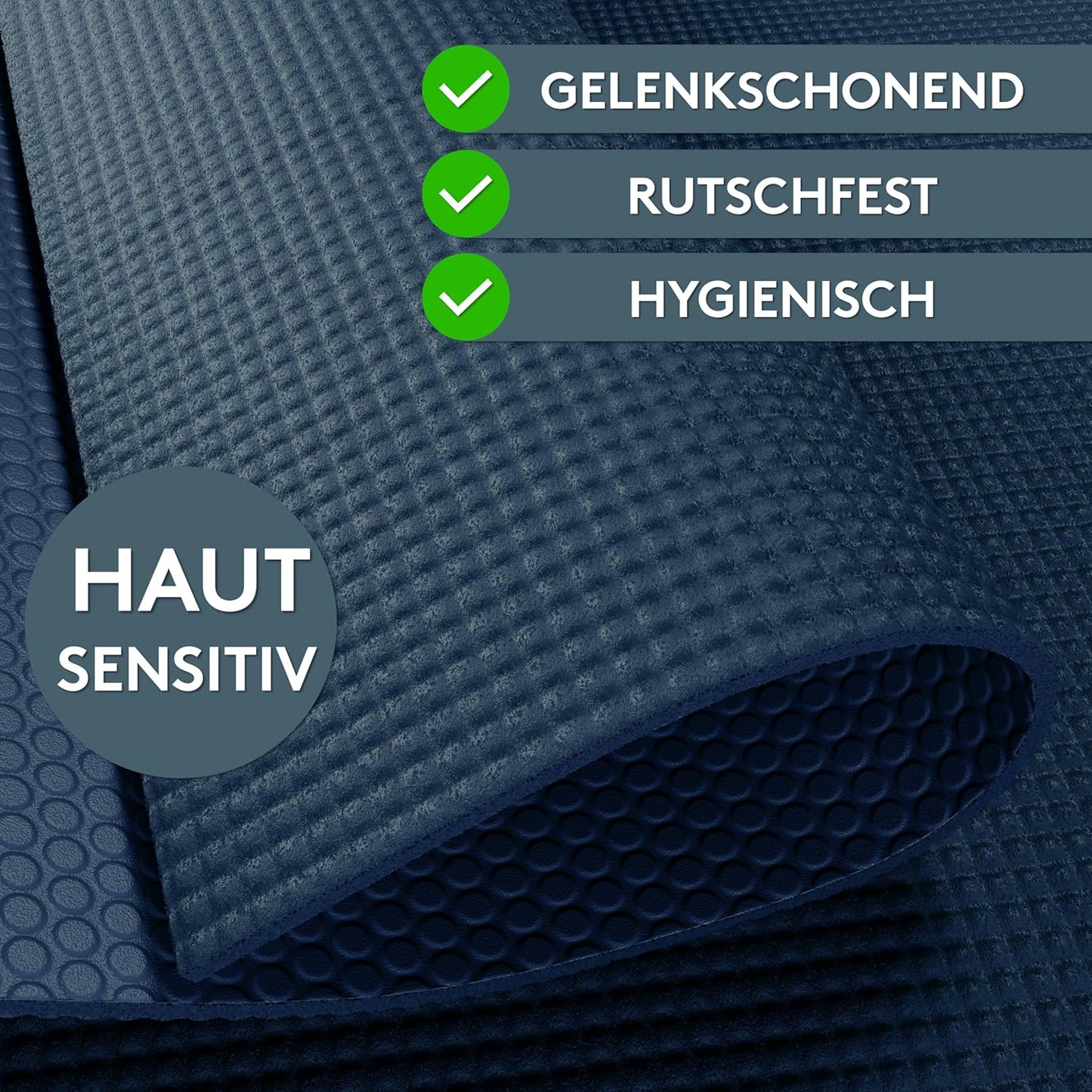 Yoga- und Fitnessmatte mit Tragegurt, 60 x 180 cm Midnight Blue