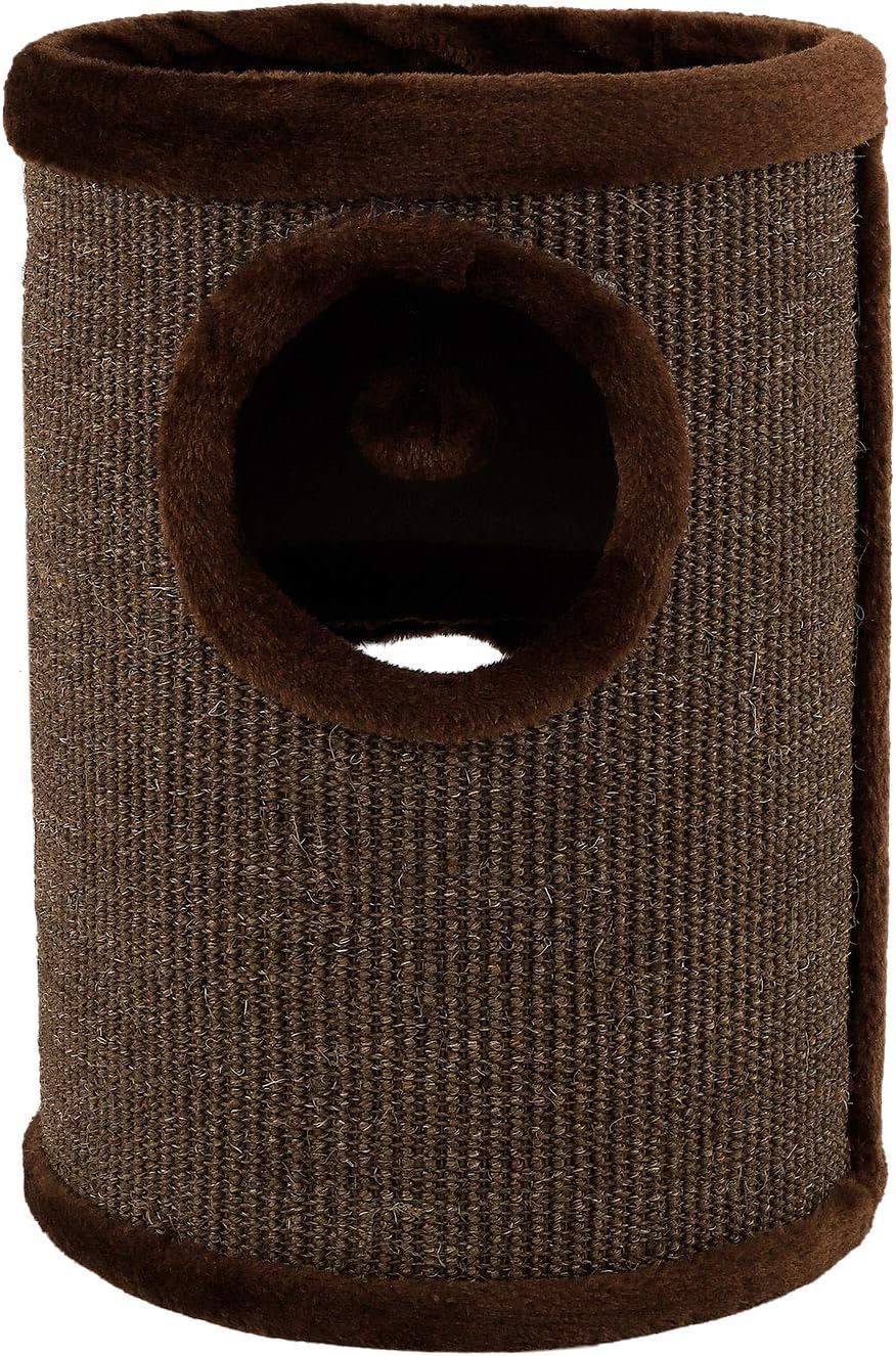 Kratztonne mit Sisal & Plüschrand, Braun 50 cm Höhe