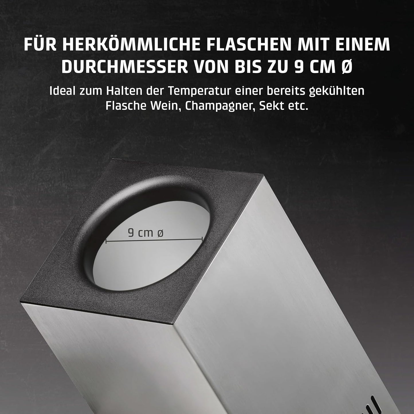 Weinkühler WineCase One für eine Flasche mit Sensor-Touch, Edelstahl