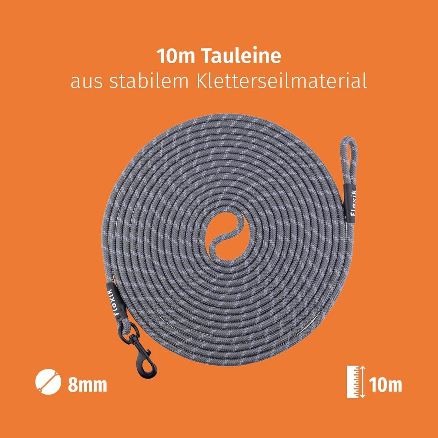 Hundeschleppleine, 10m Grau