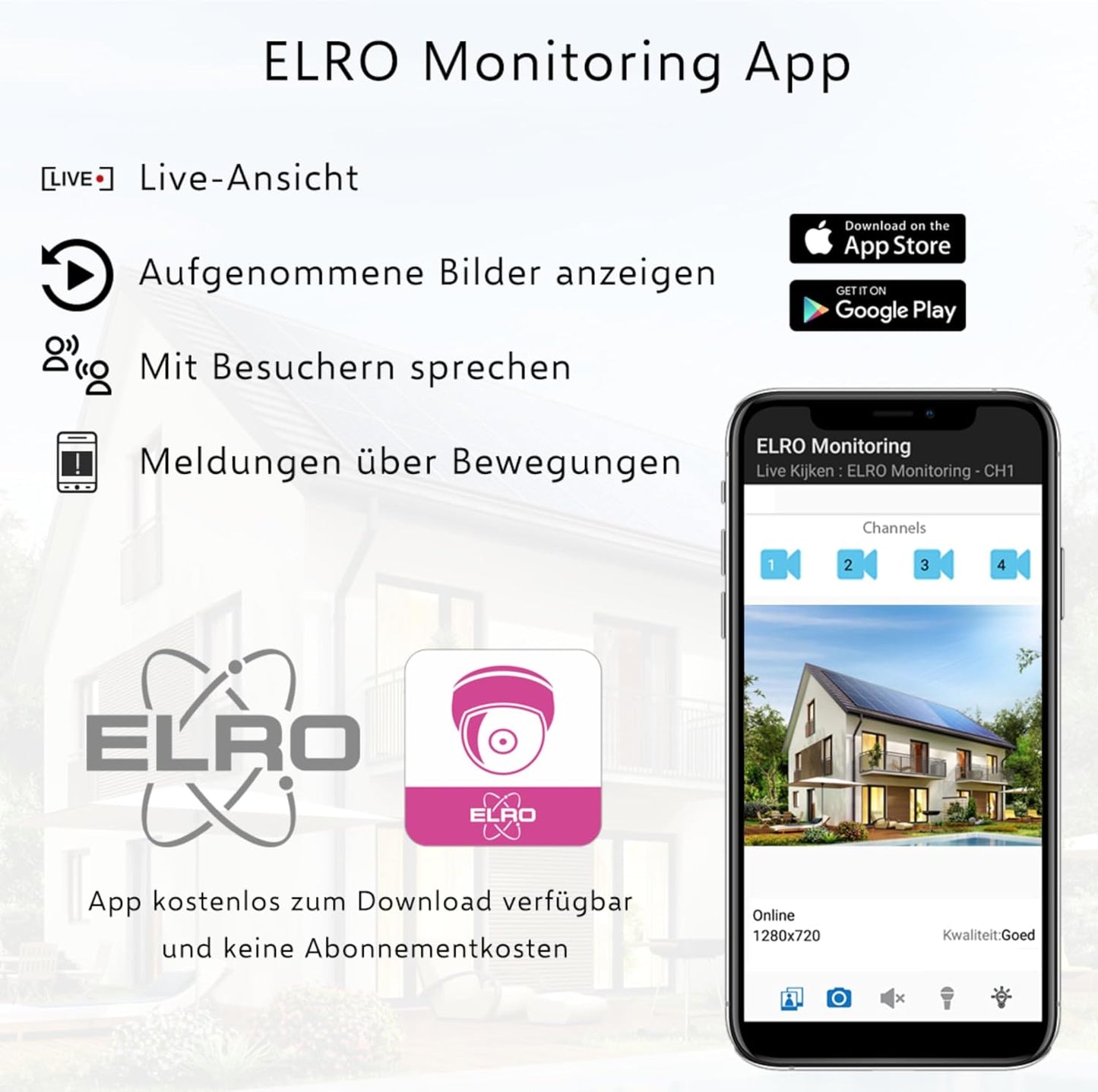 2-teiliges Überwachungskamera-Set mit Bildschirm und App, 2-teiliges Set Kamera-Set