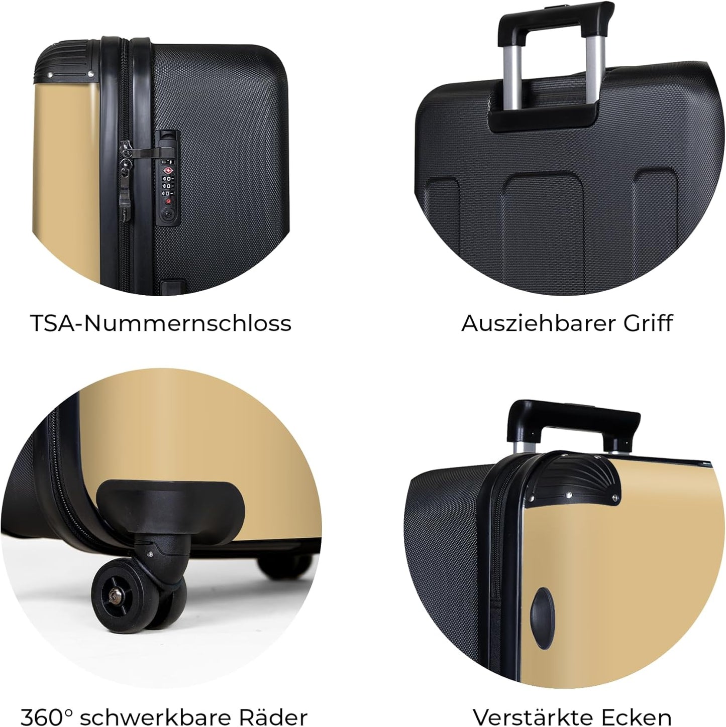 Hartschalenkoffer mit Rollen und TSA-Schloss, Farbe - Braun Grösse XL