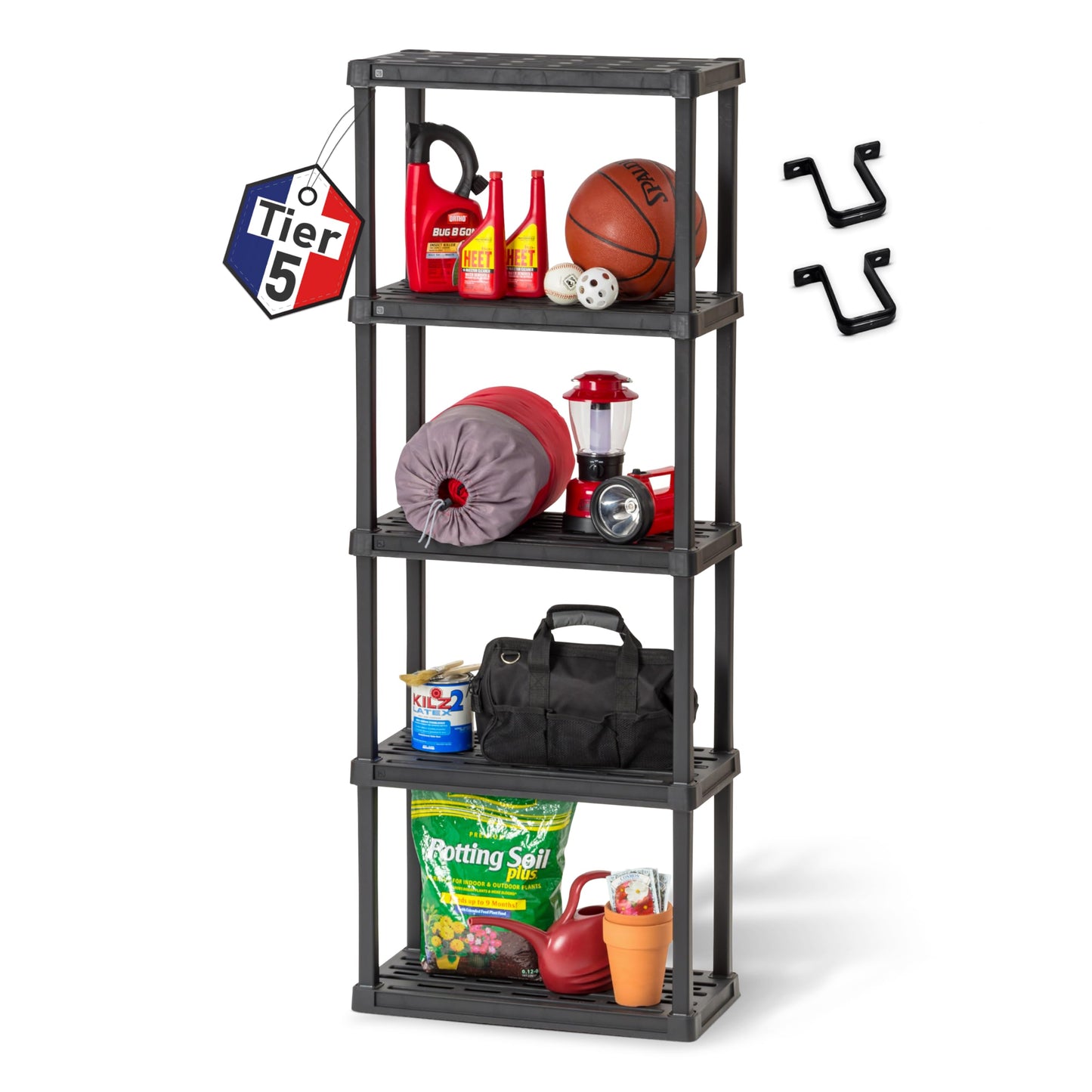 Leichtes Regal PRS-M5, 5 Ebenen, rost- & schimmelresistent, B58cm - 5 Regalböden Kunststoff