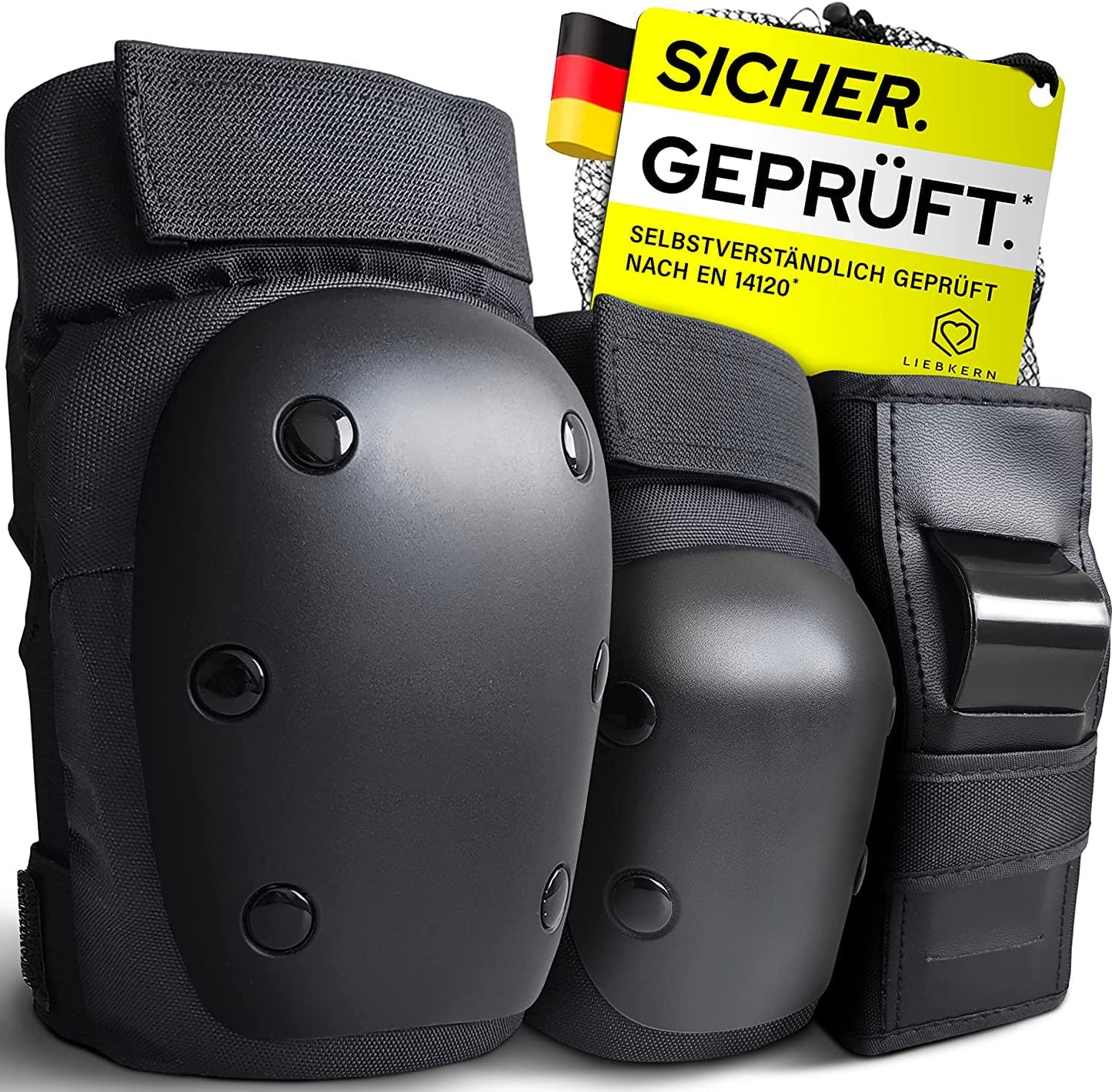 6-teiliges Skate Protektoren-Set, Schwarz M - Jugendliche / Erwachsene