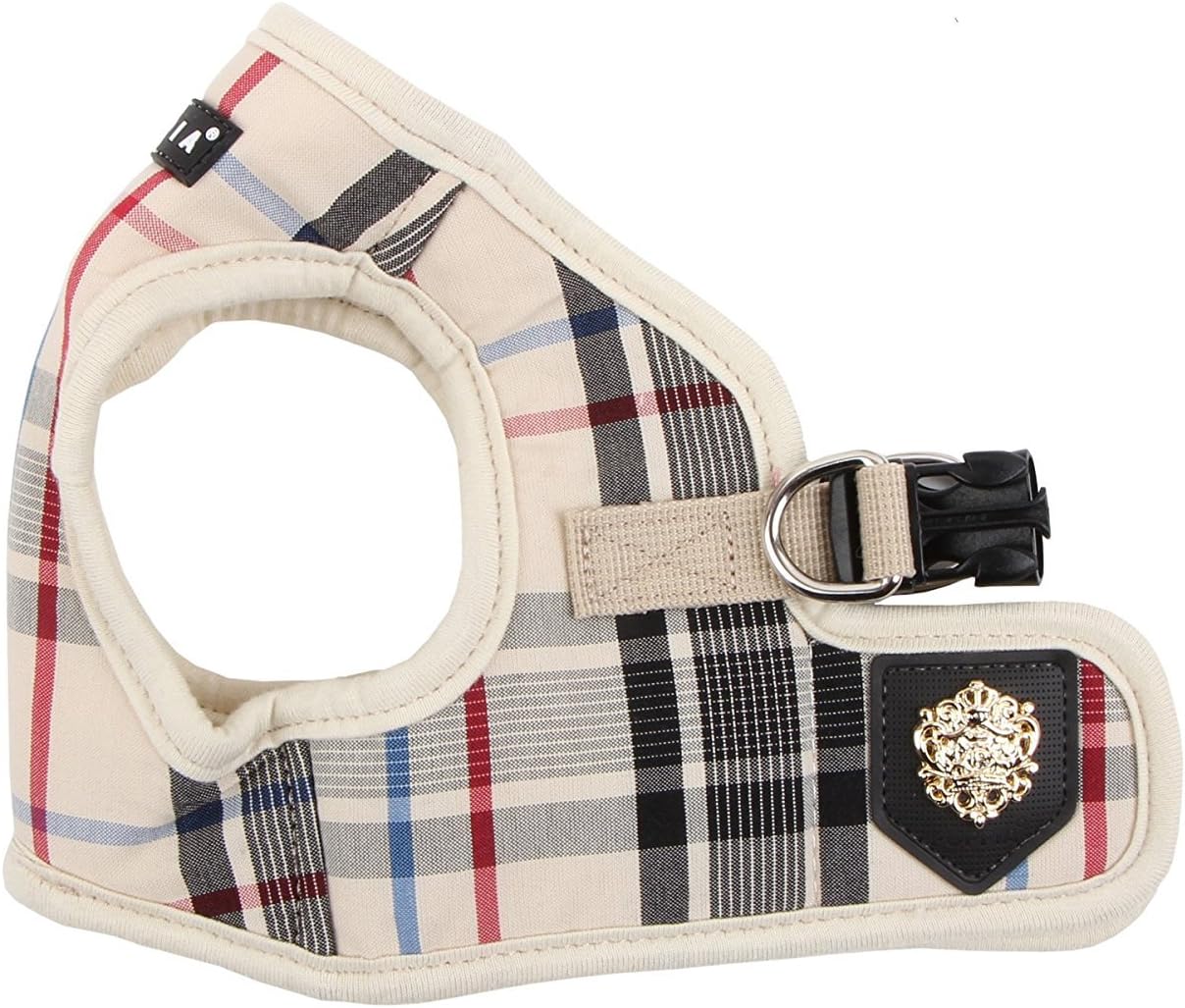 Junior - Kariertes Hundegeschirr, beige|XL
