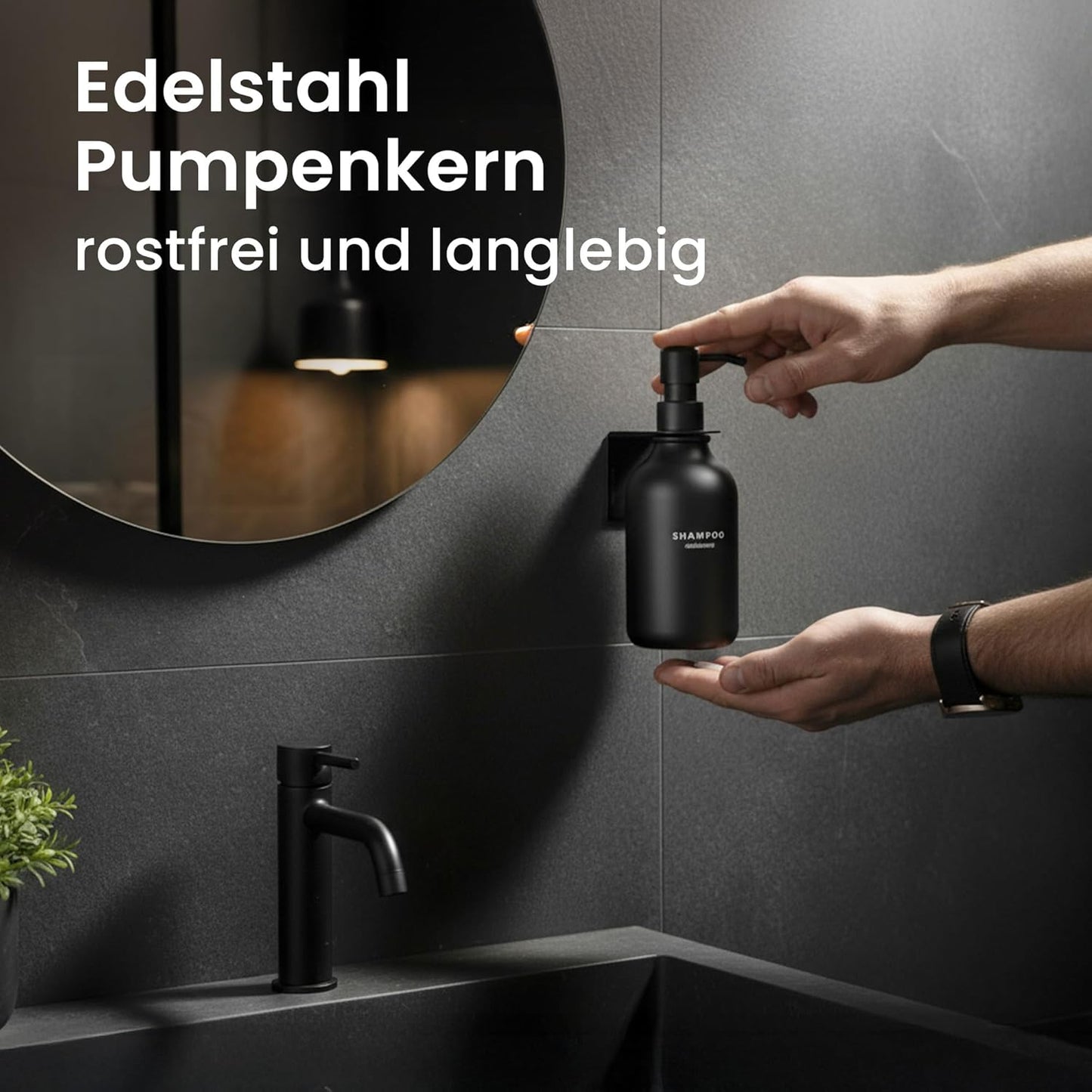 Shampoo-Seifenspender für die Wandmontage, 500 ml, Schwarzer Satz Von 1