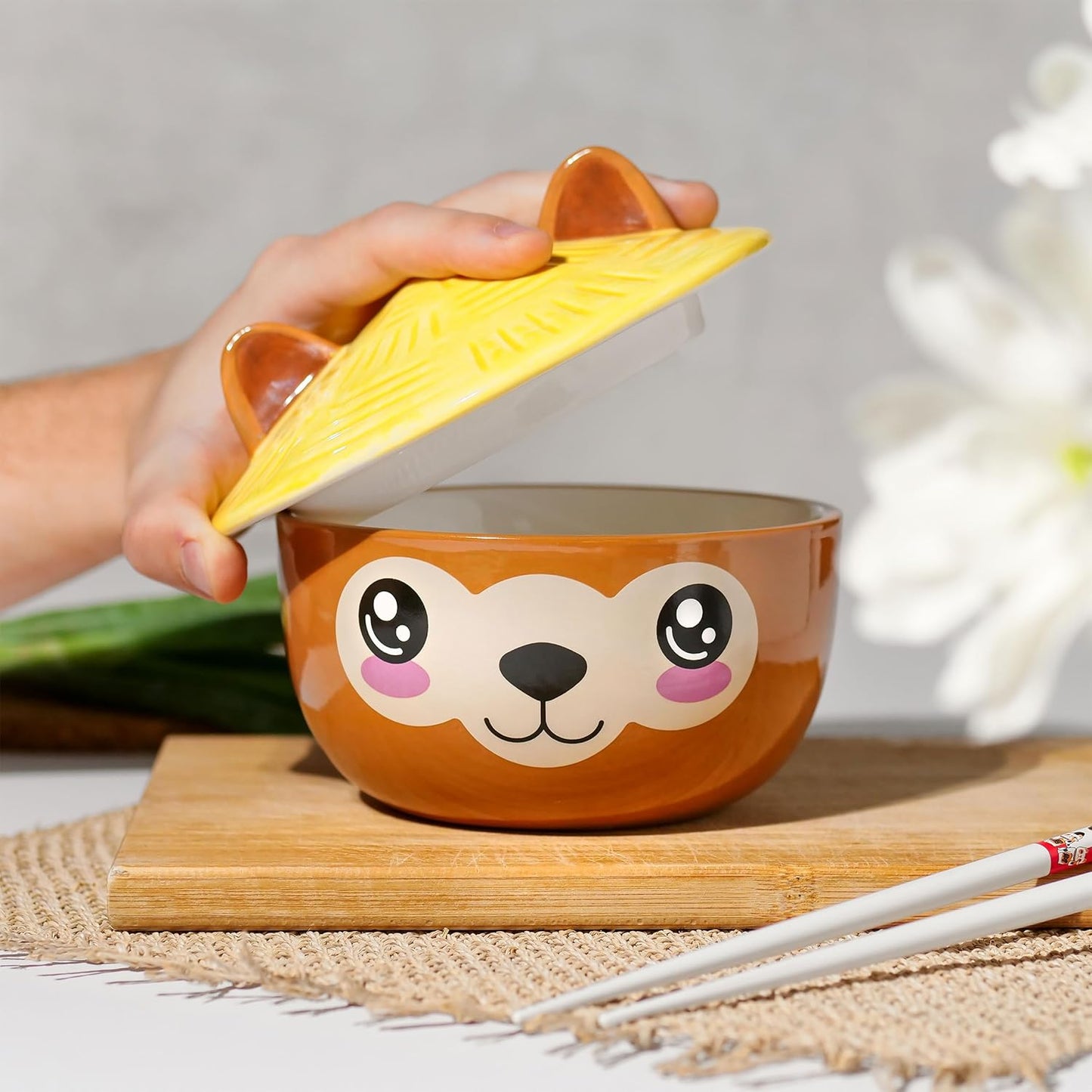 Alpaka Kawaii Ramen-Bowl mit Deckel, Alpaka