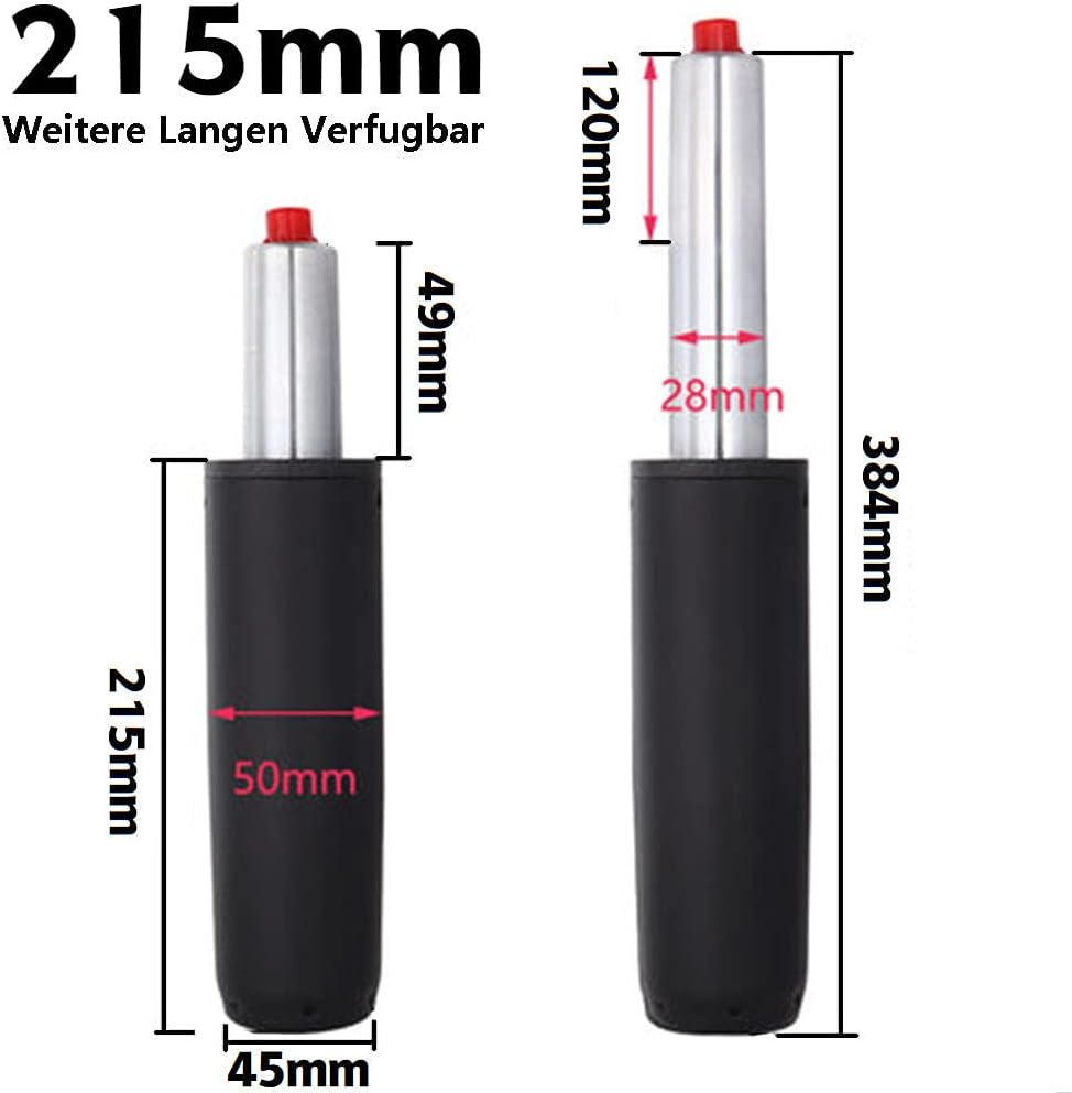 Gasfeder für Bürostuhl, 215MM Schwarz