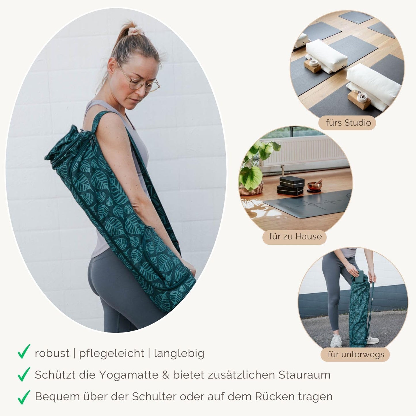 Yogatasche Asana, Bodhi Leaves/Deep Green 60 cm