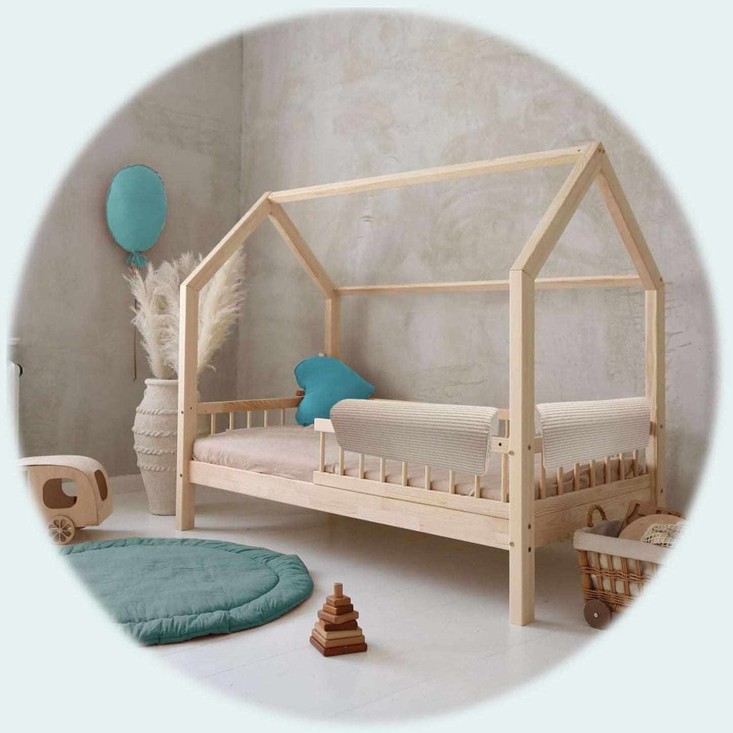 Bettkantenschutz für Kinderbetten, Beige Cord 120cm