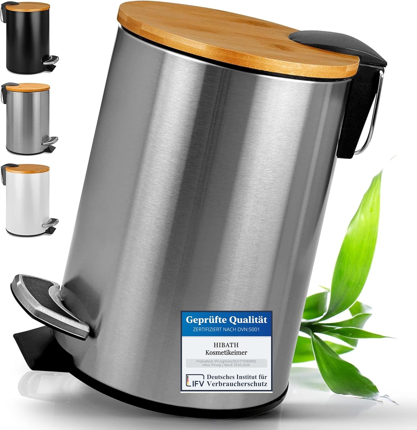 Kosmetikeimer mit Absenkautomatik, 3 Liter silber