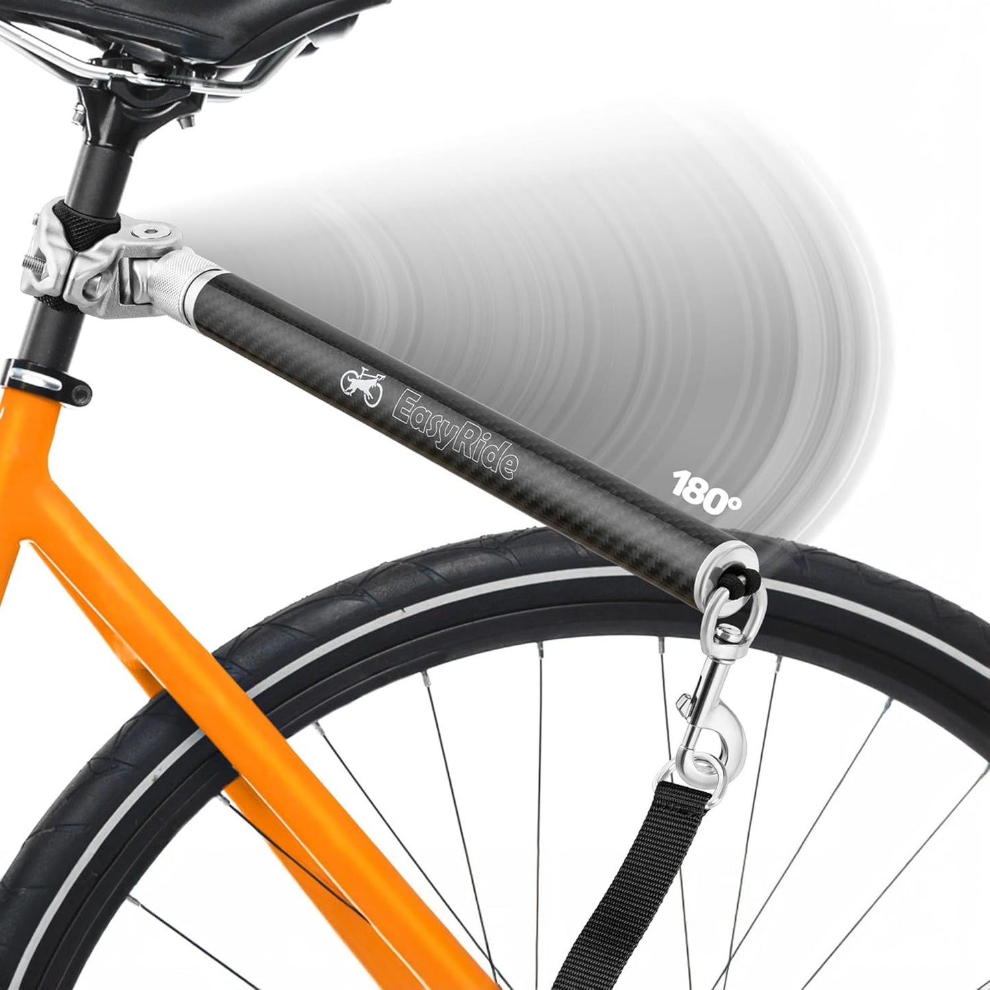 Fahrradleine mit Stossdämpfer und Schnellbefestigung, Schwarz