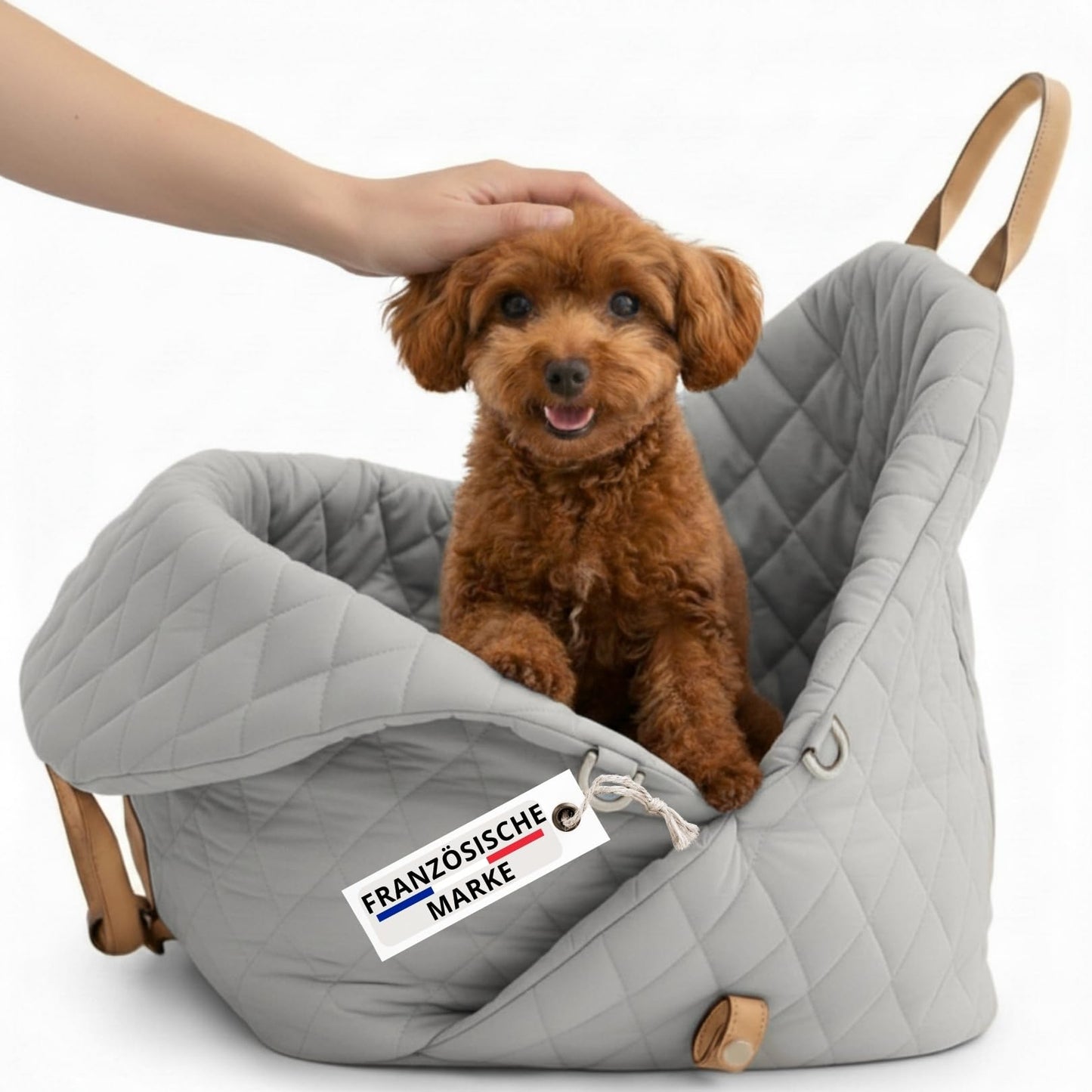 Hundetransporttasche mit Sicherheitsleine, Grau