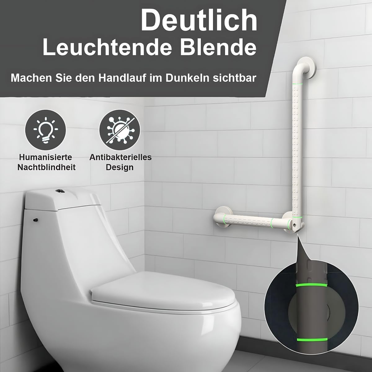 Edelstahl Haltegriffe für Dusche und Badewanne, 38 x 38cm Weiss