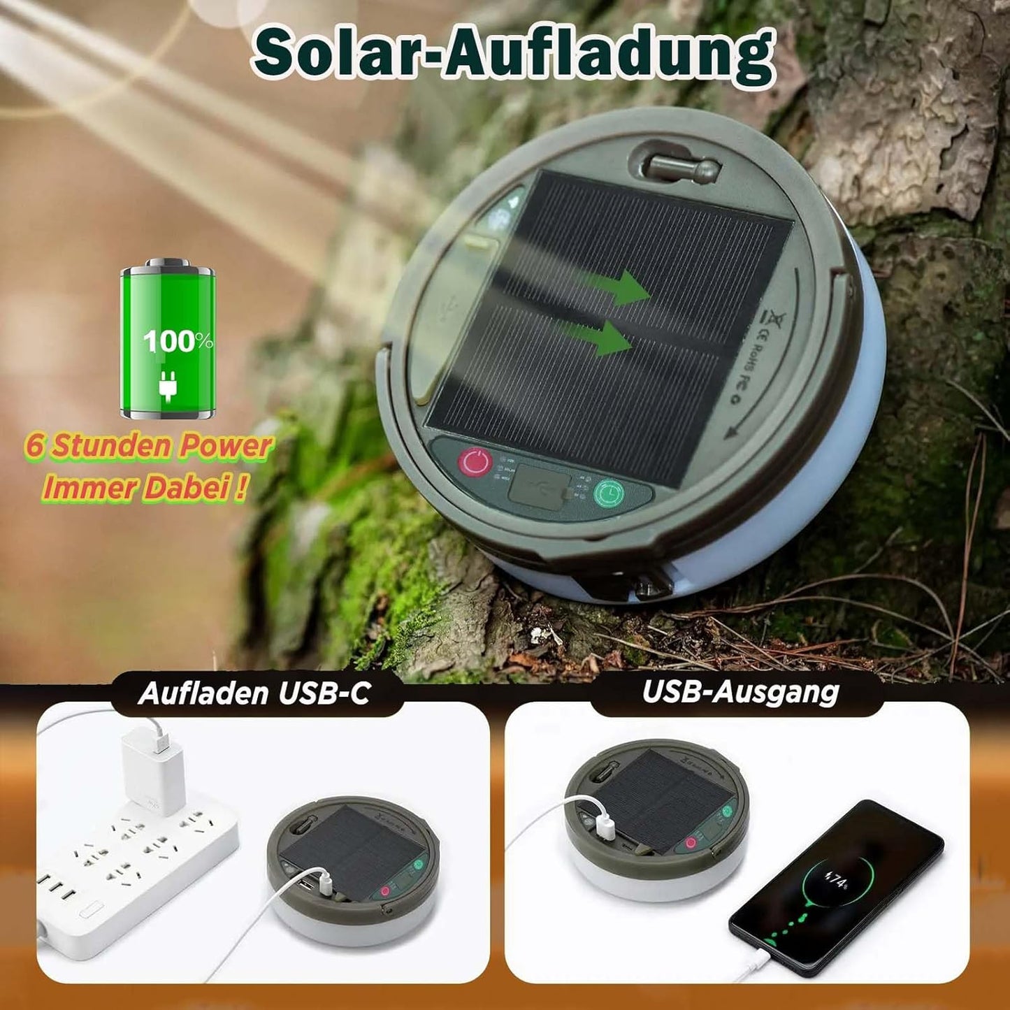 Solar-Camping-Lichterkette, Warmweiss-3000k