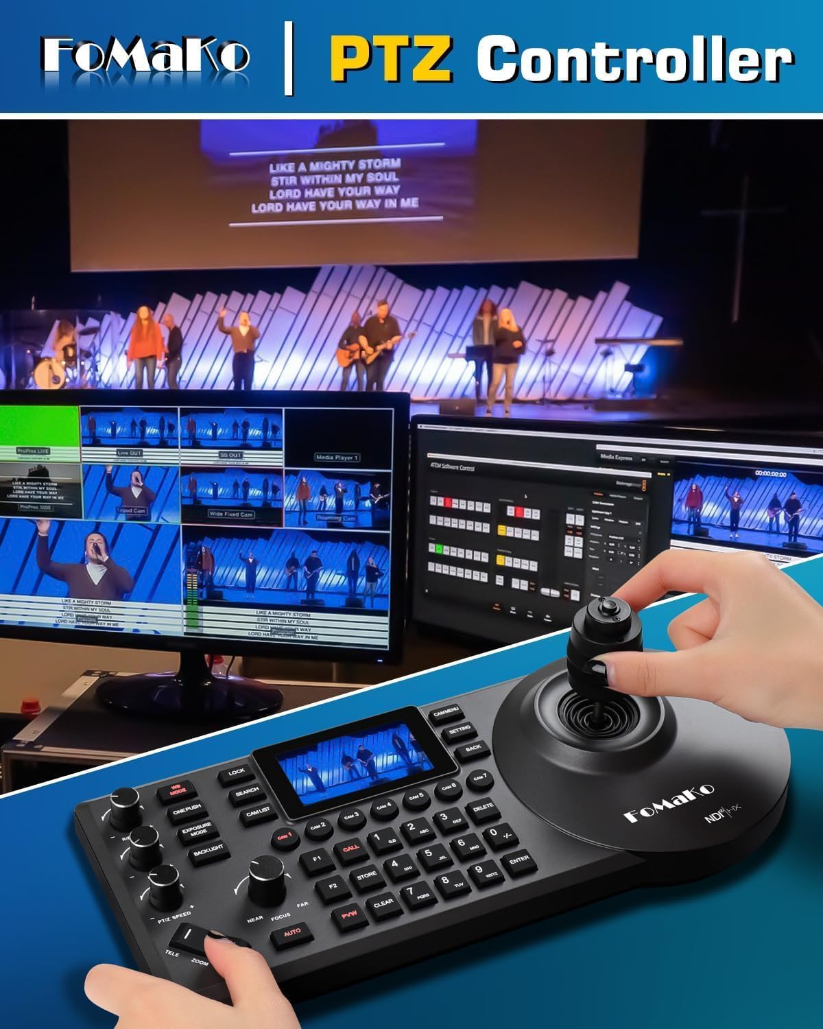 NDI HX3 PTZ Kamera-Set mit KI-Auto-Tracking & Controller, 30x NDI AI + NDI PTZ Controller