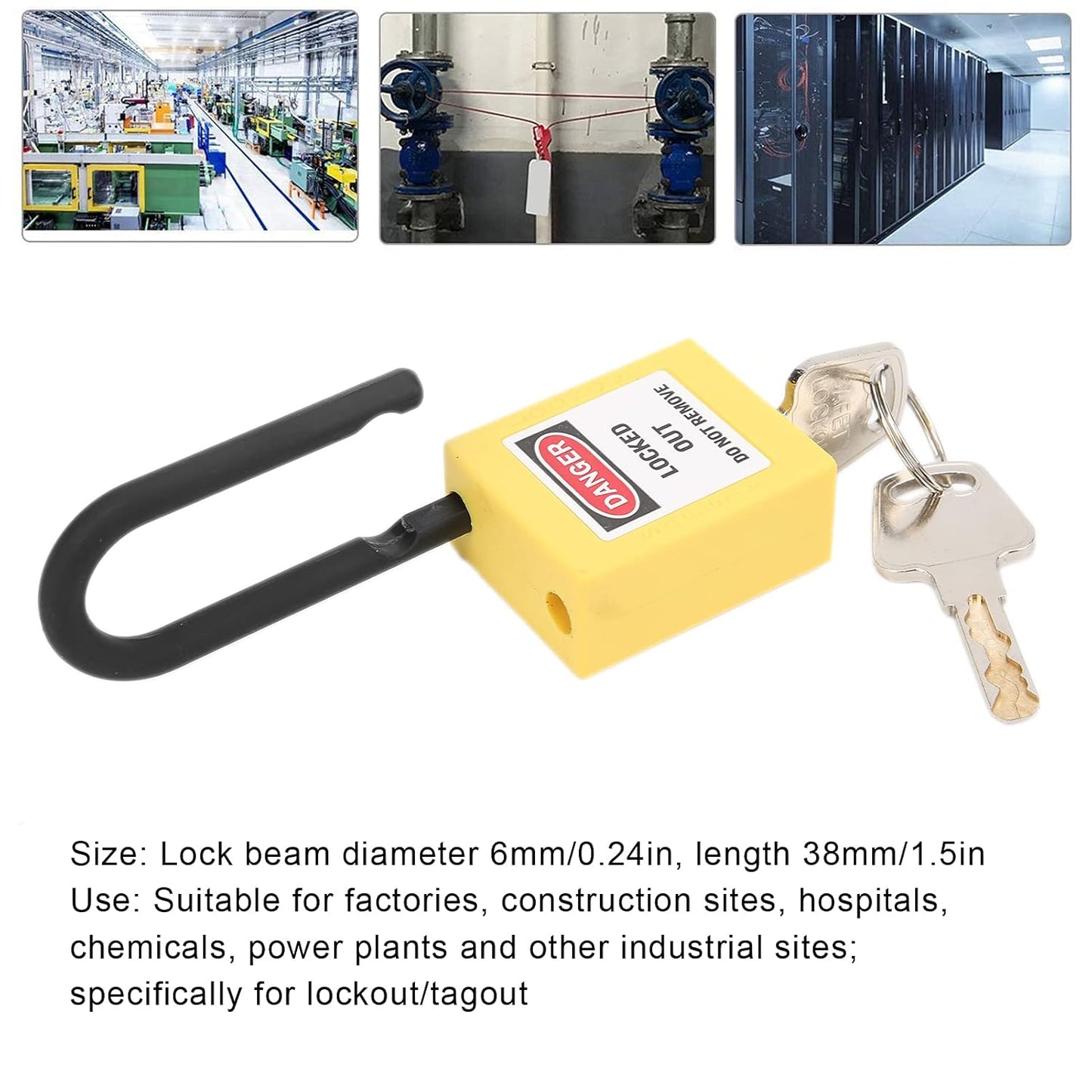 10er-Set Sicherheits-Vorhängeschloss, Gelb