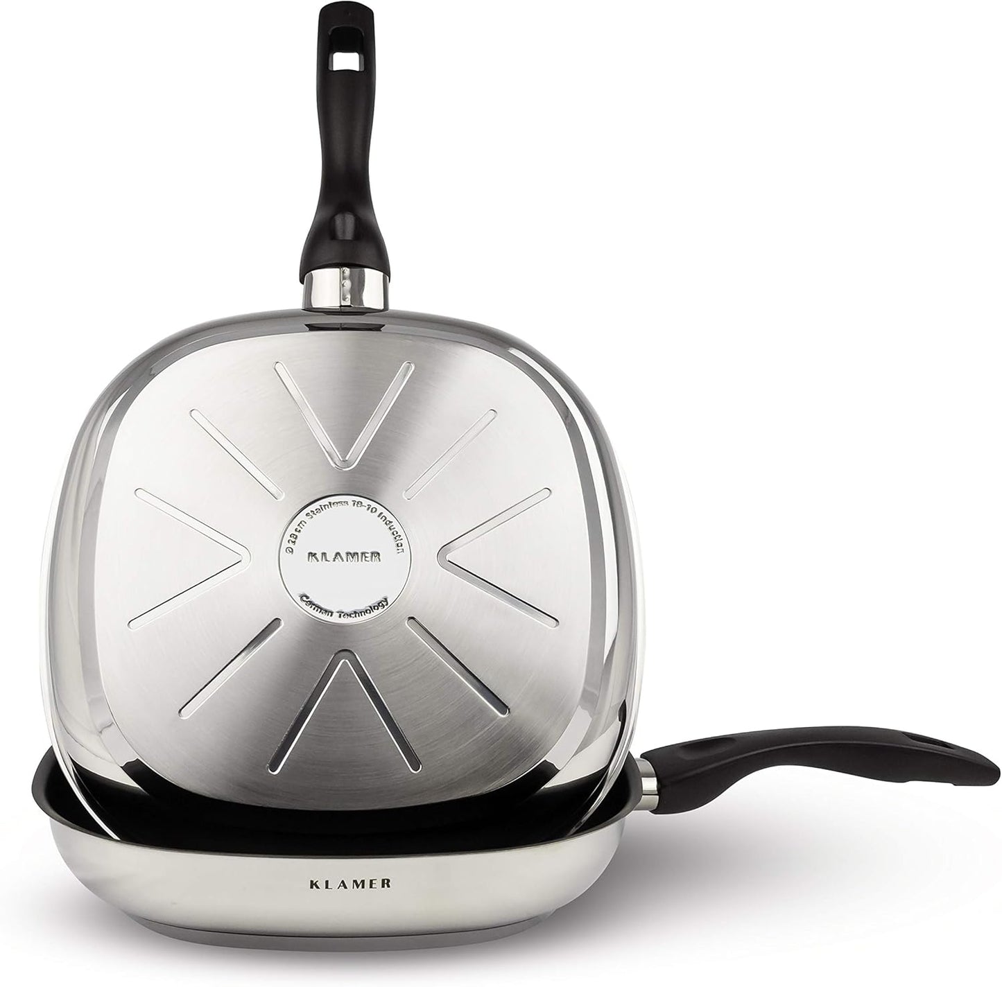 Induktions-Grillpfanne aus Edelstahl, 28 cm