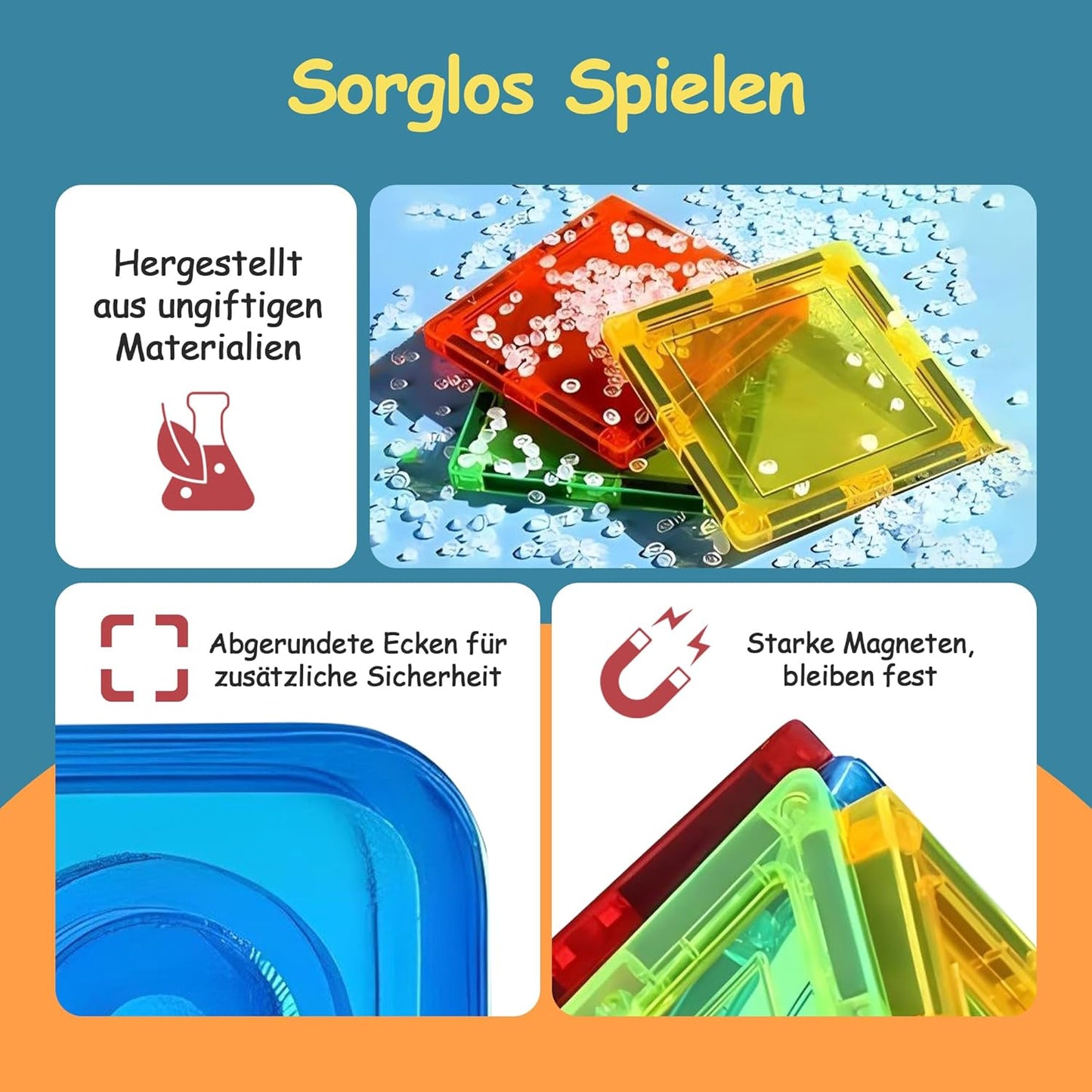 Magnetische Bausteine, 120 Magnetic Tiles