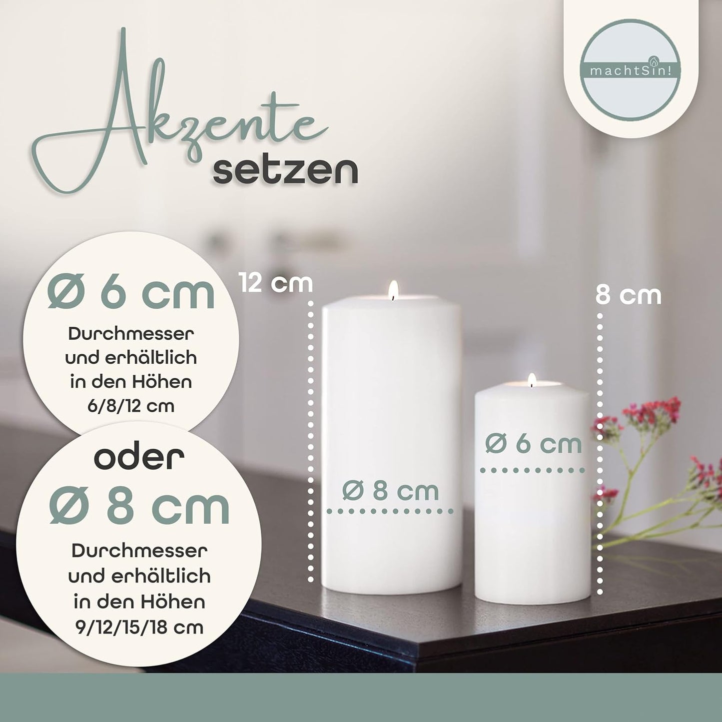 Teelichthalter in Kerzenoptik, ∅ 8cm | Höhe 9cm