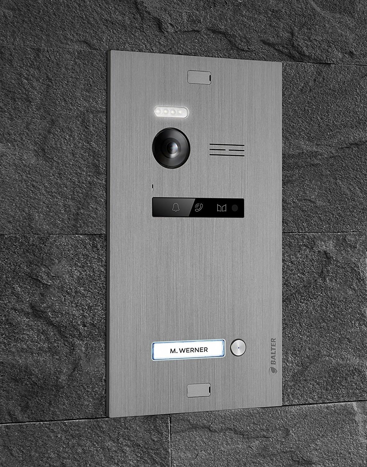 Video-Türsprechanlage für 1-Familienhaus, 2 Monitore, Mit App A. Silber/Weiß