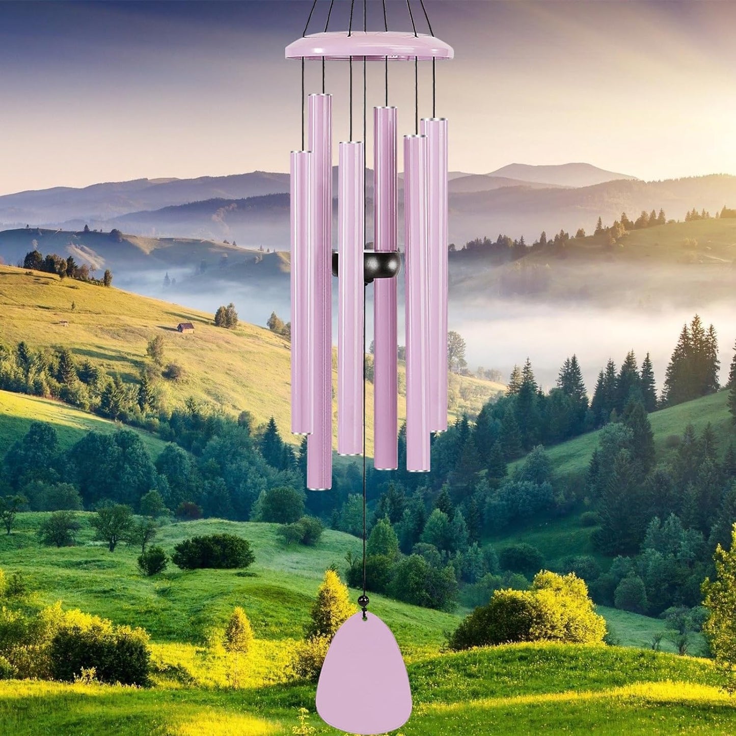 Windspiel mit 6 Röhren, 32" Rosa