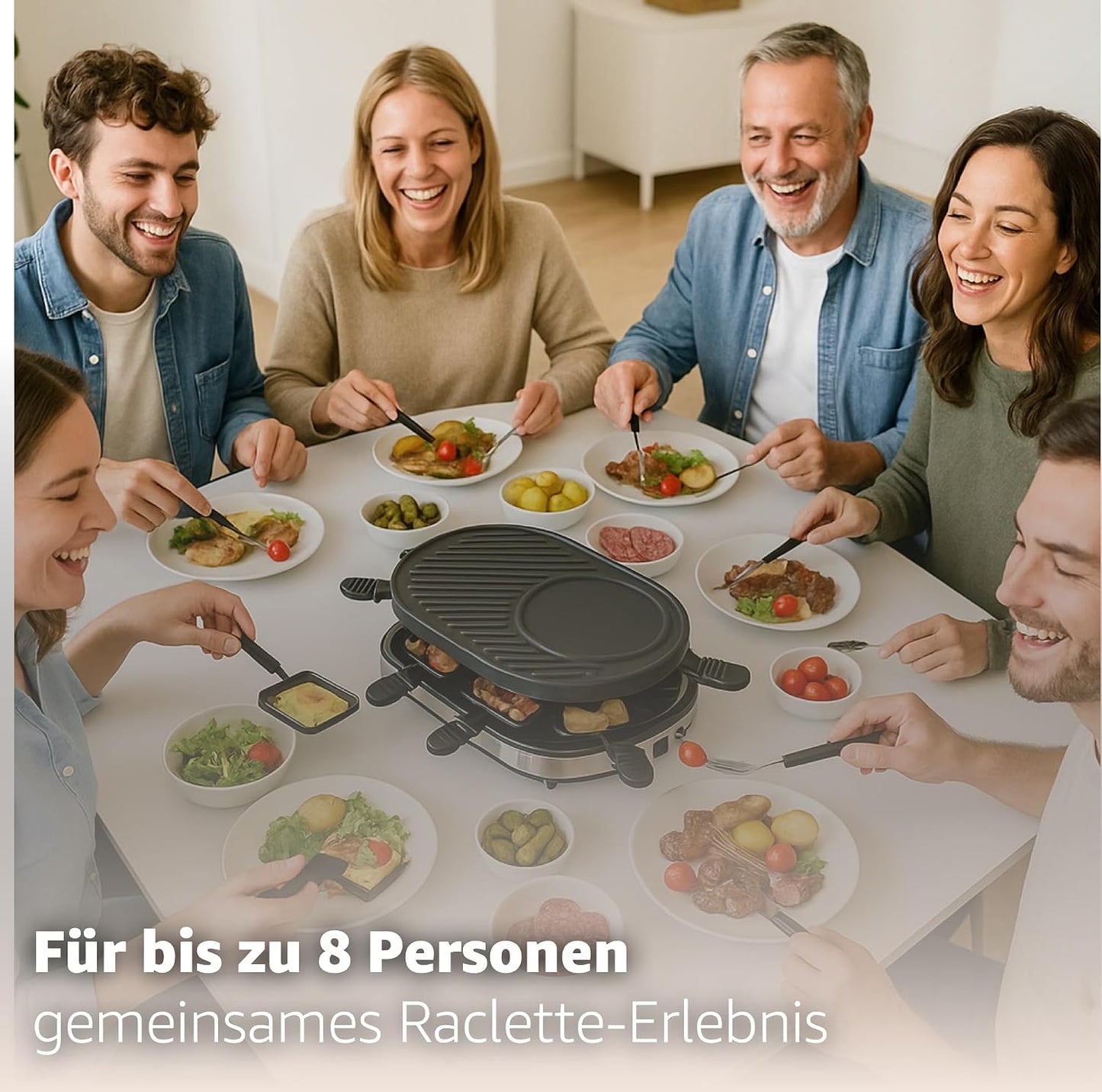 Raclette-Set für 8 Personen mit Pfännchen, Rund