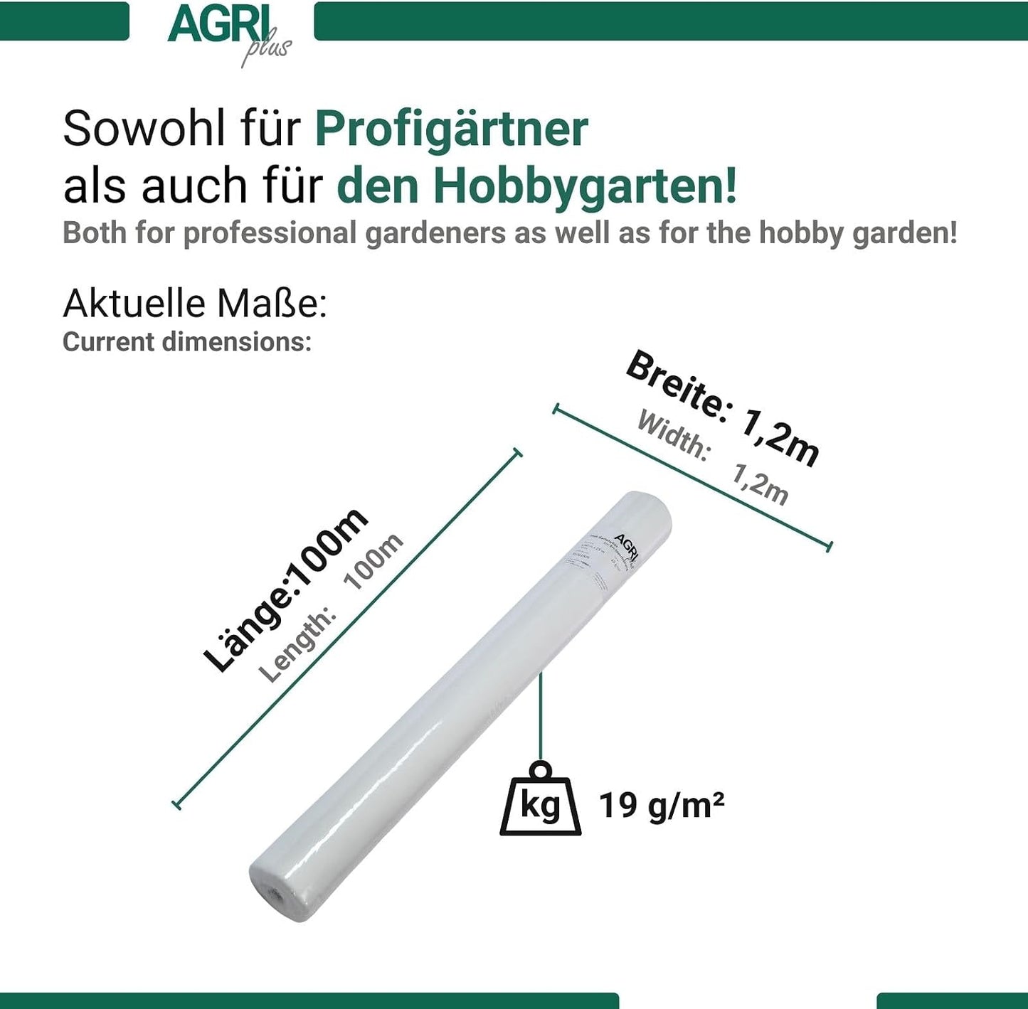 Gartenvlies auf Rolle, reissfest & UV-beständig, 1,2 x 100 = 120 m²