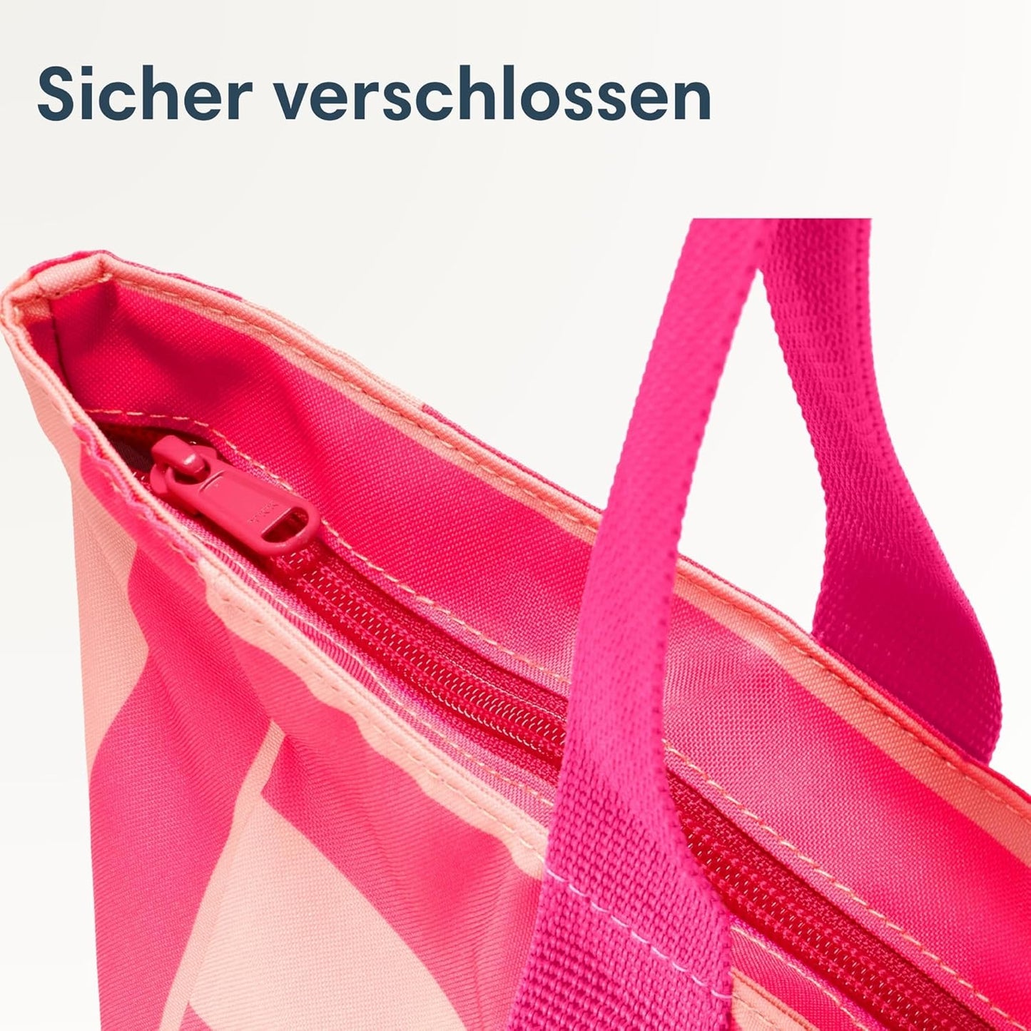 Strandtasche Linn XXL mit Reissverschluss, Pink - Gestreift