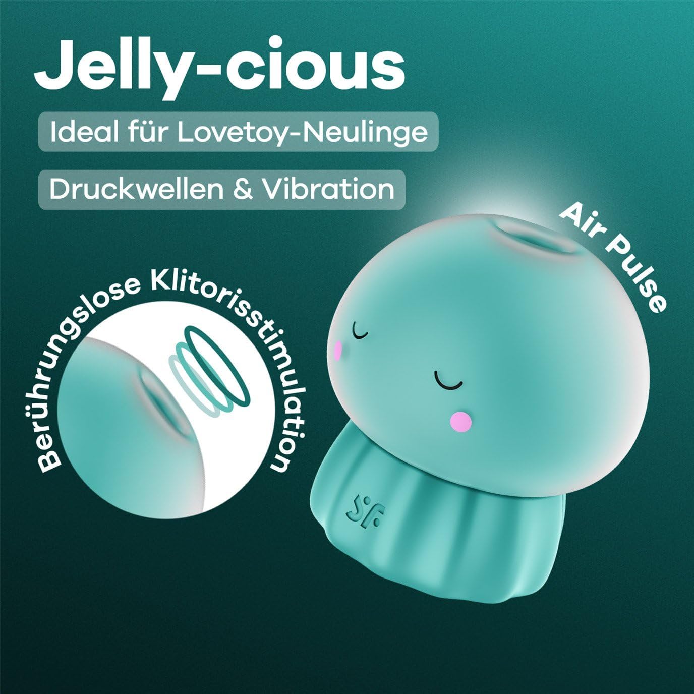 Jellycious Druckwellenvibrator im Quallen-Design mit 2 Motoren, Grün