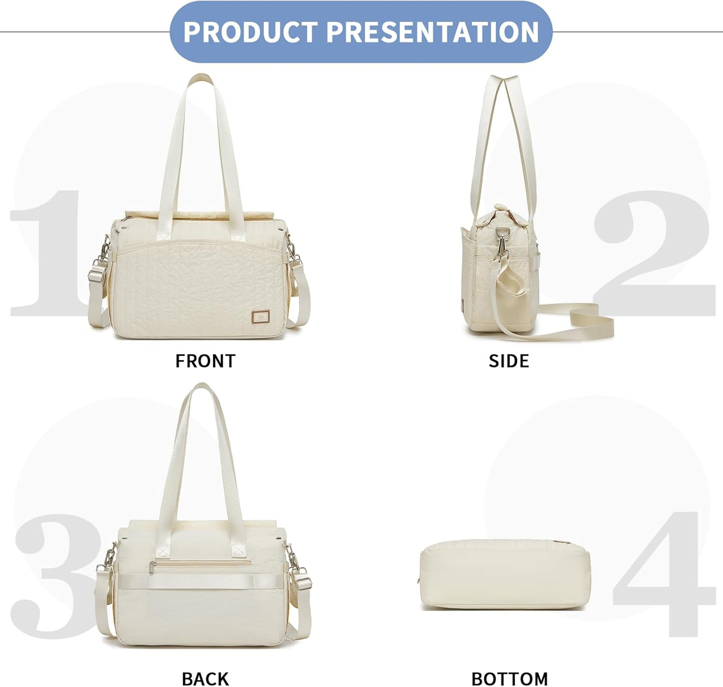 Multifunktionale Wickeltasche mit Kinderwagenhaken, Beige