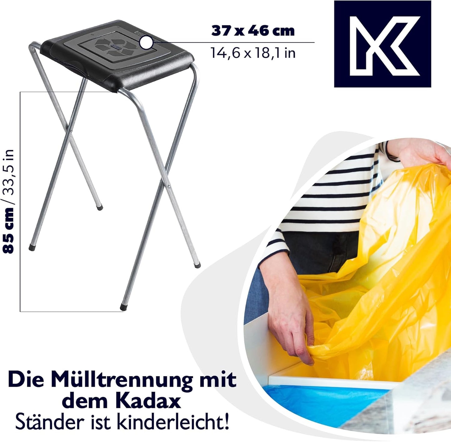 Müllsackhalter mit Deckel, Einzeln, Schwarz