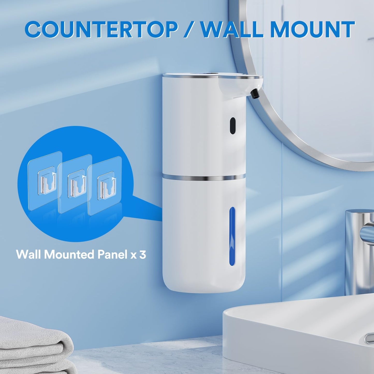 Automatischer Seifenspender mit digitaler Anzeige, 380ml, Weiss Flüssigetyp