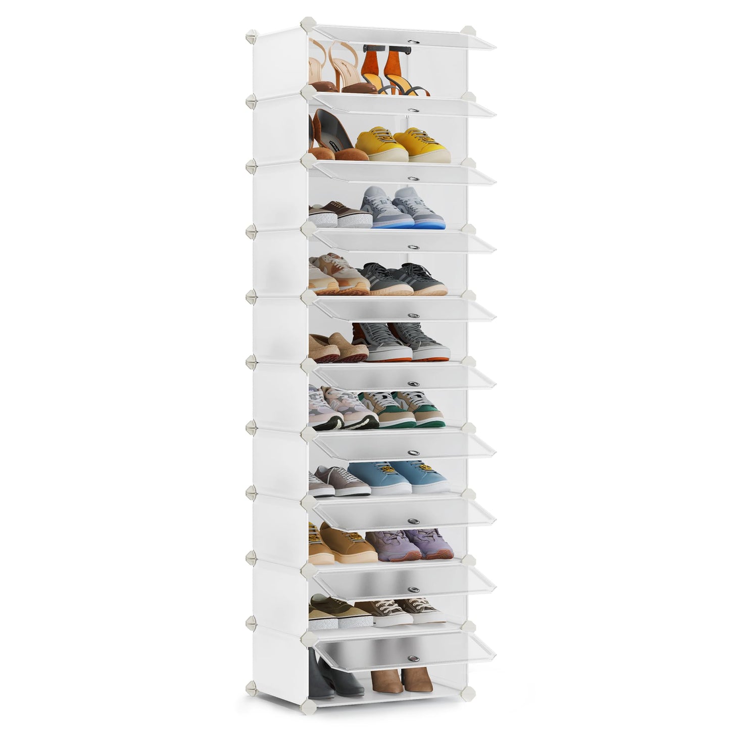 Schuhregal Stecksystem mit Türen (10 Ebenen), Weiss 1 Stück