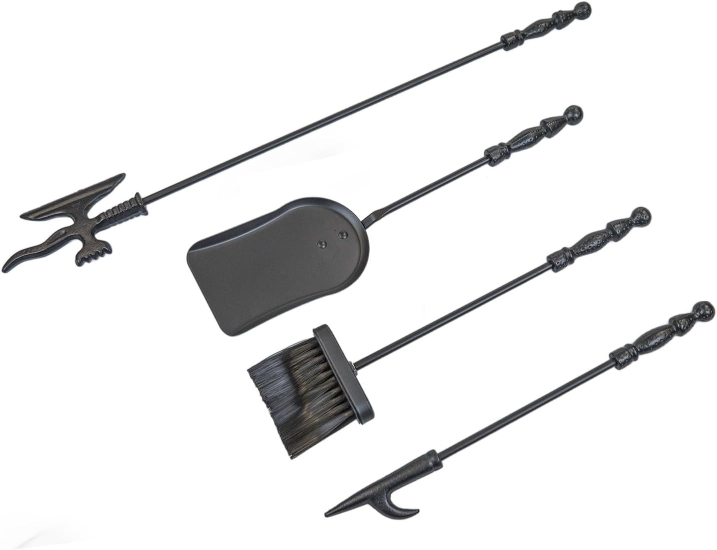 4-teiliges Kaminbesteck-Set in Ritter-Design, Kaminbesteck Schwarz
