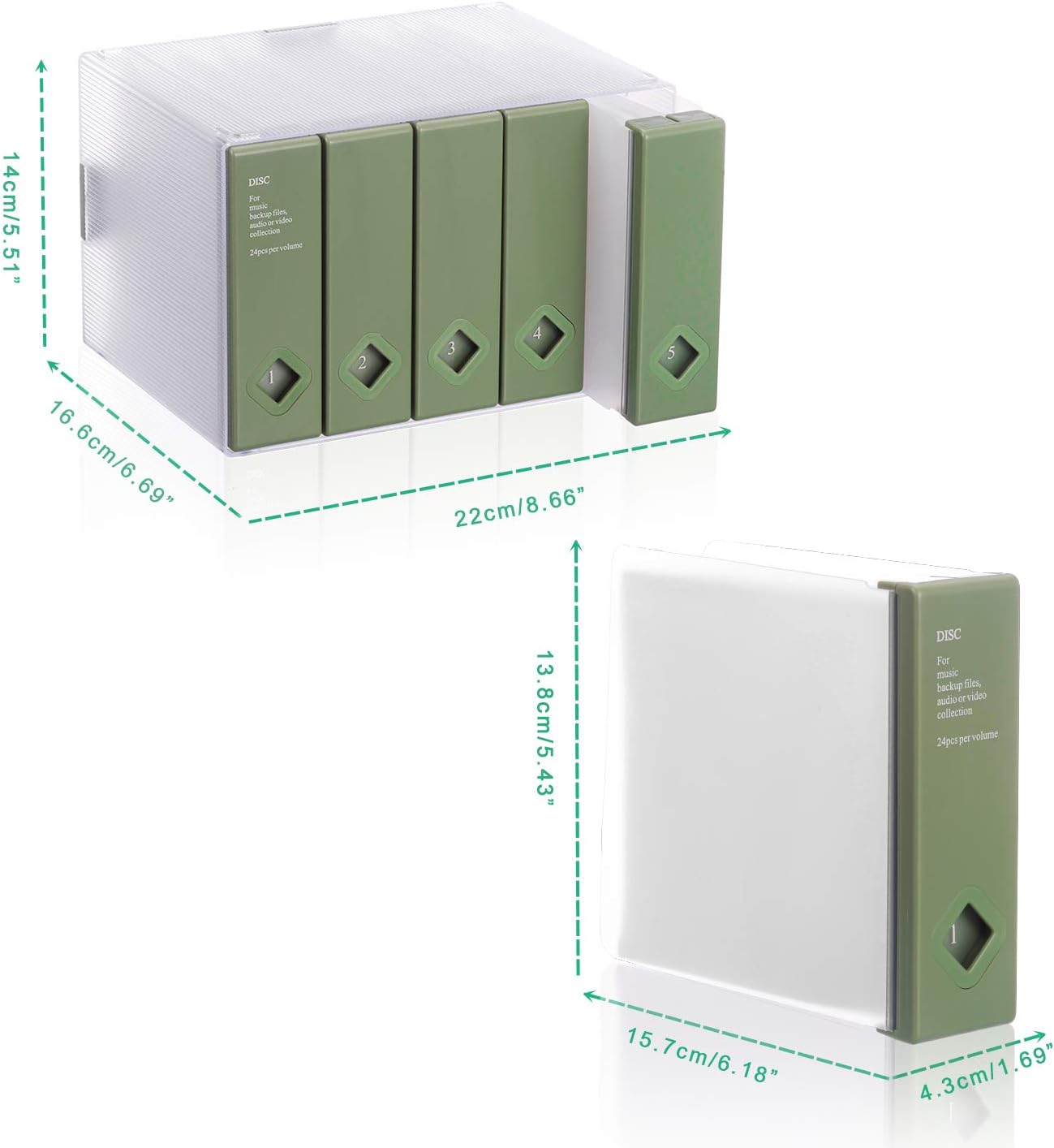 CD/DVD/Blu-ray Aufbewahrungsboxen, Grün