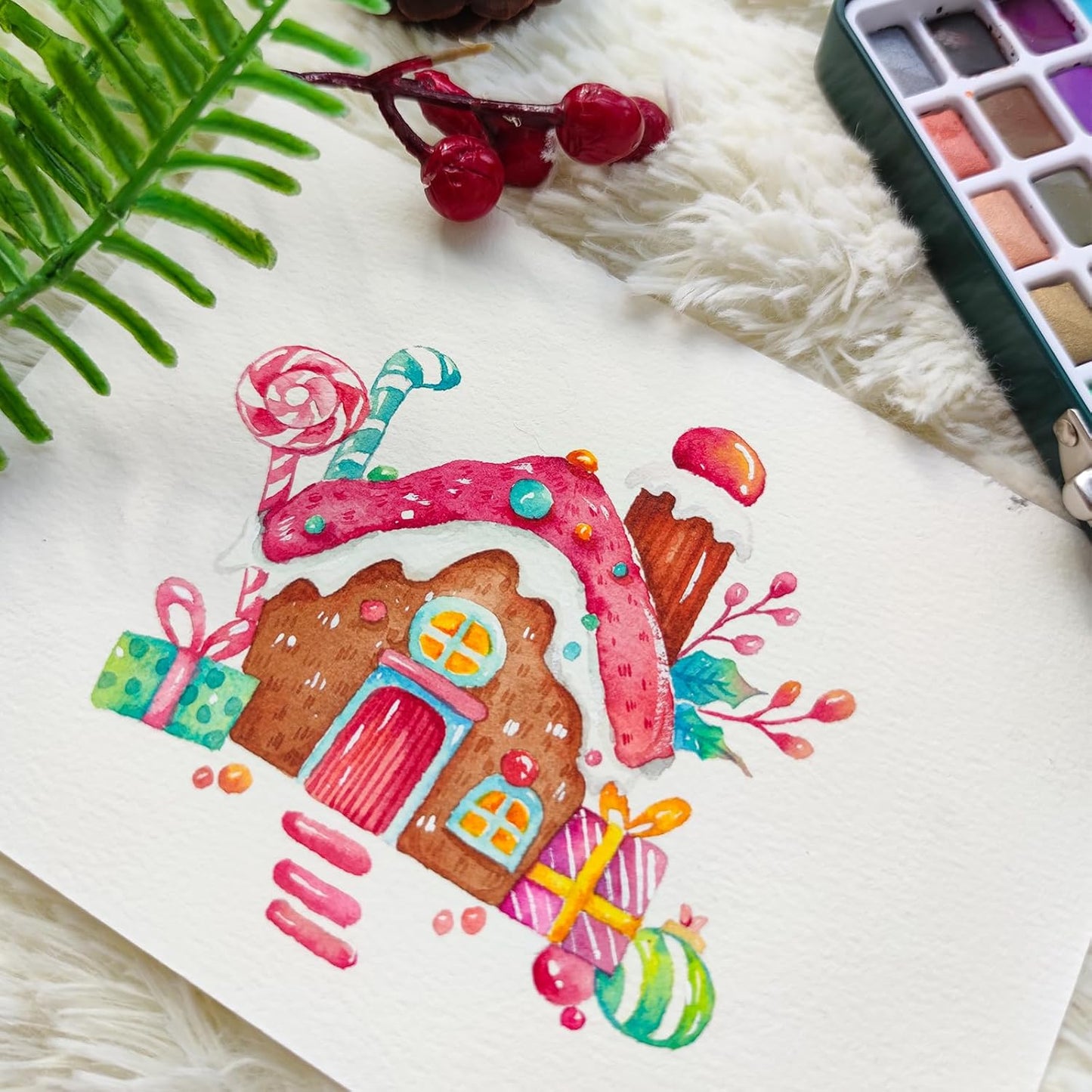 Aquarellfarben-Set mit Papier und Pinsel, 100 Farben