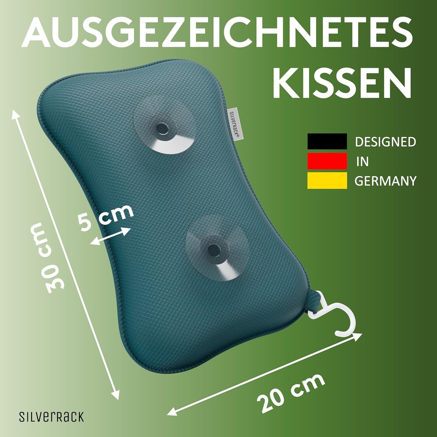 Badewannenkissen mit Saugnäpfen, Petrol Klein