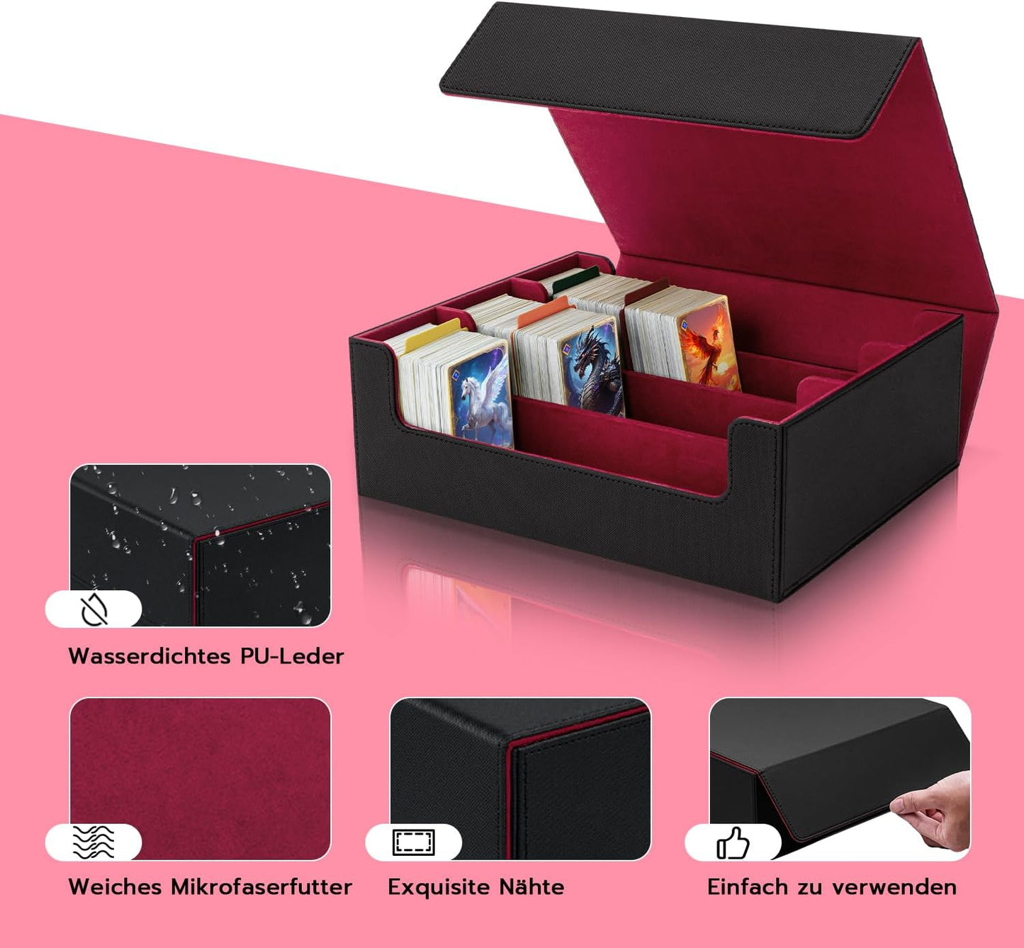 Sammelkarten Aufbewahrungsbox mit Trennwänden, 1800+red